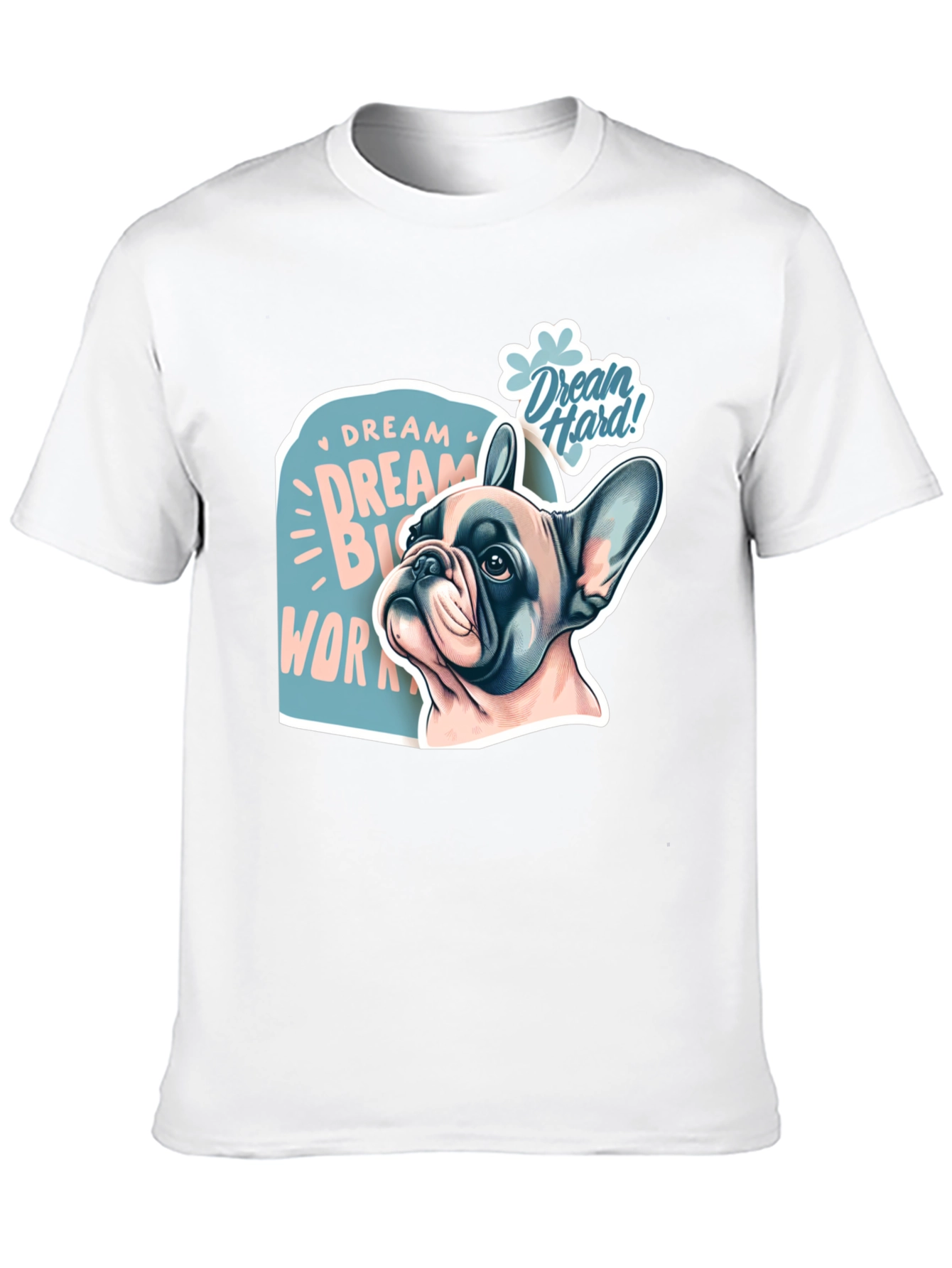 Black Dream Big Work Hard Bulldog Graphic T-Shirt view 10