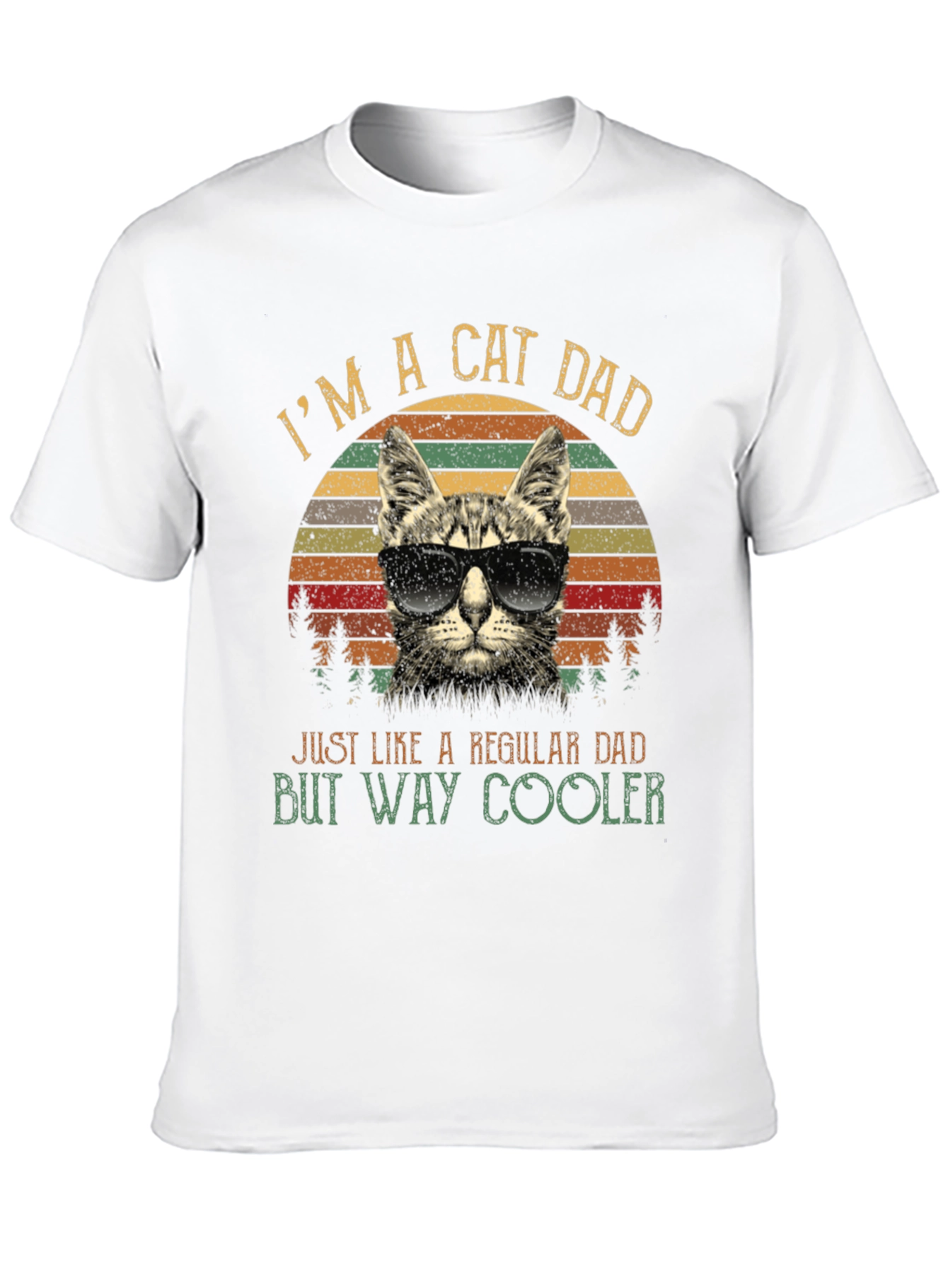 Black Cool Cat Dad T-Shirt - Just Like a Regular Dad, But Way Cooler! view 10