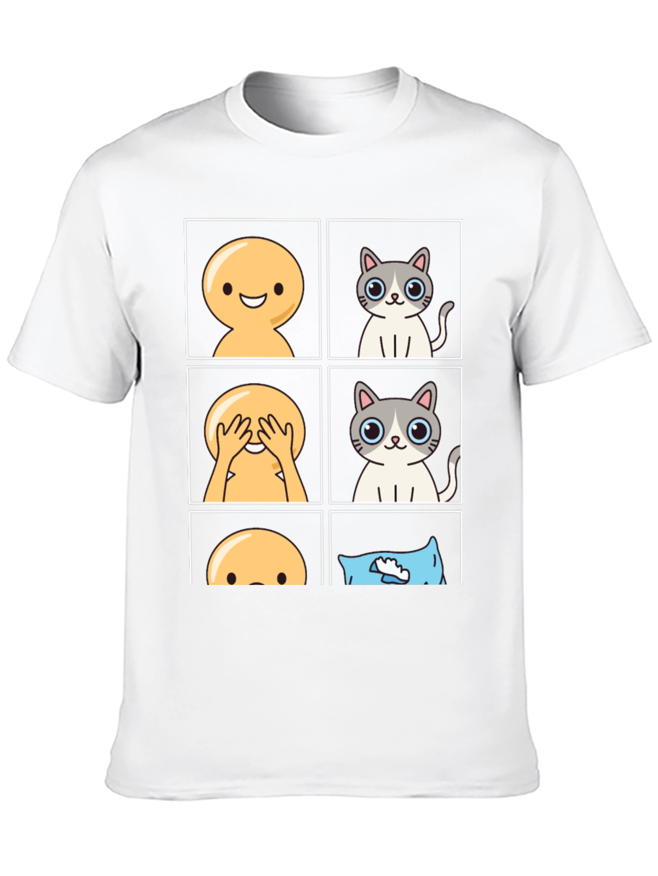 Black Peek-a-Boo Emoji Cat T-Shirt view 10