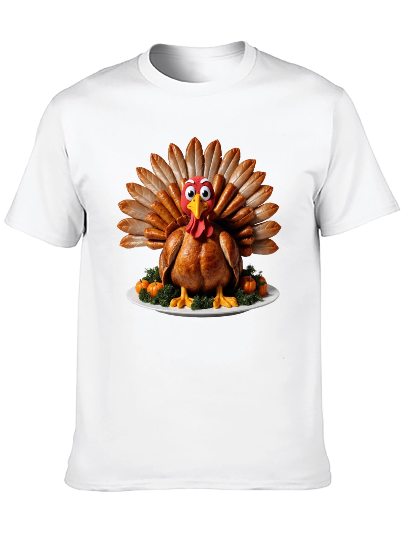 Black Thanksgiving Turkey T-Shirt - Sausage Feather Cartoon Bird view 10