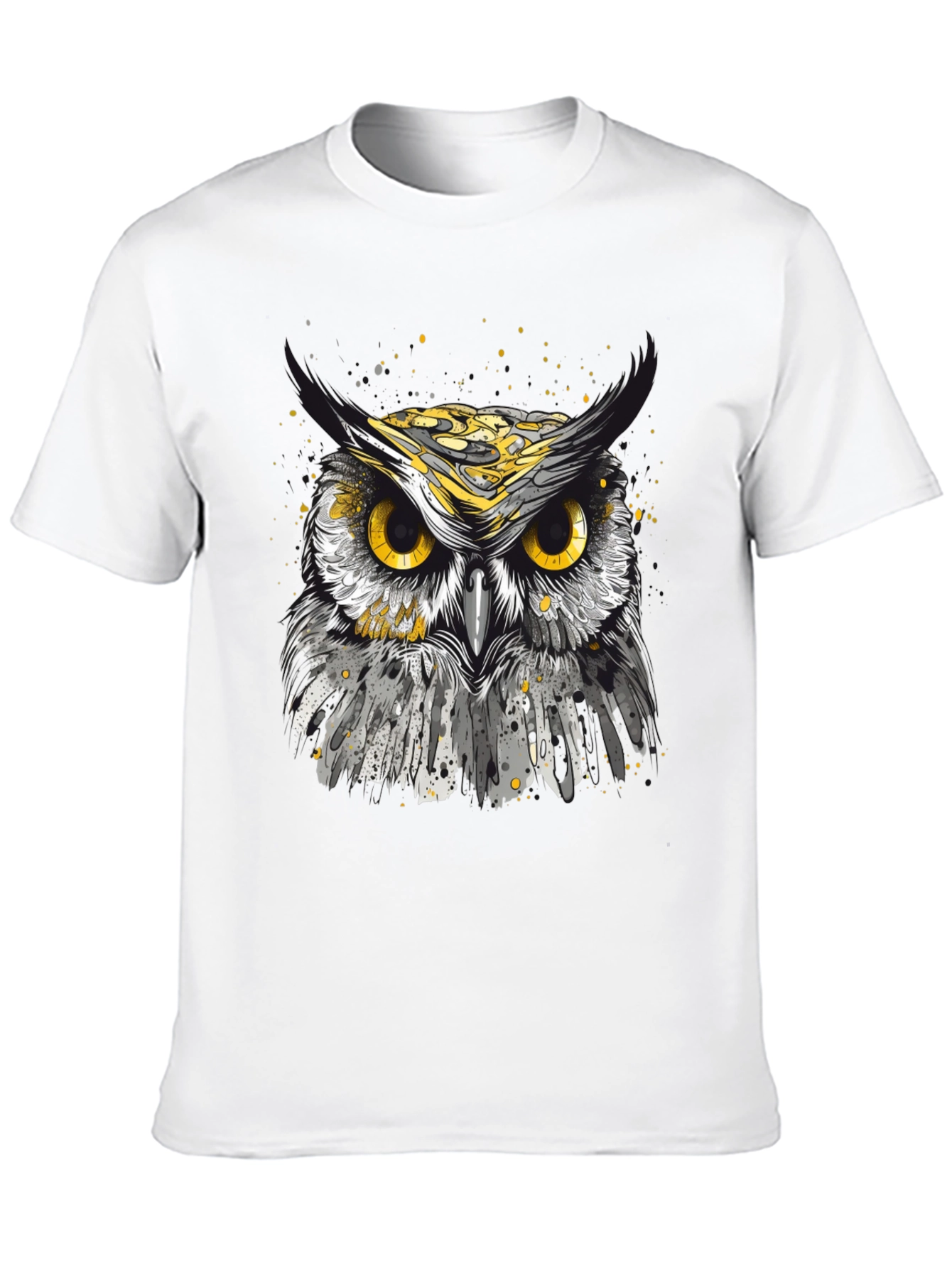 Black Owl Graphic T-Shirt - Black Cotton Tee for Men view 10