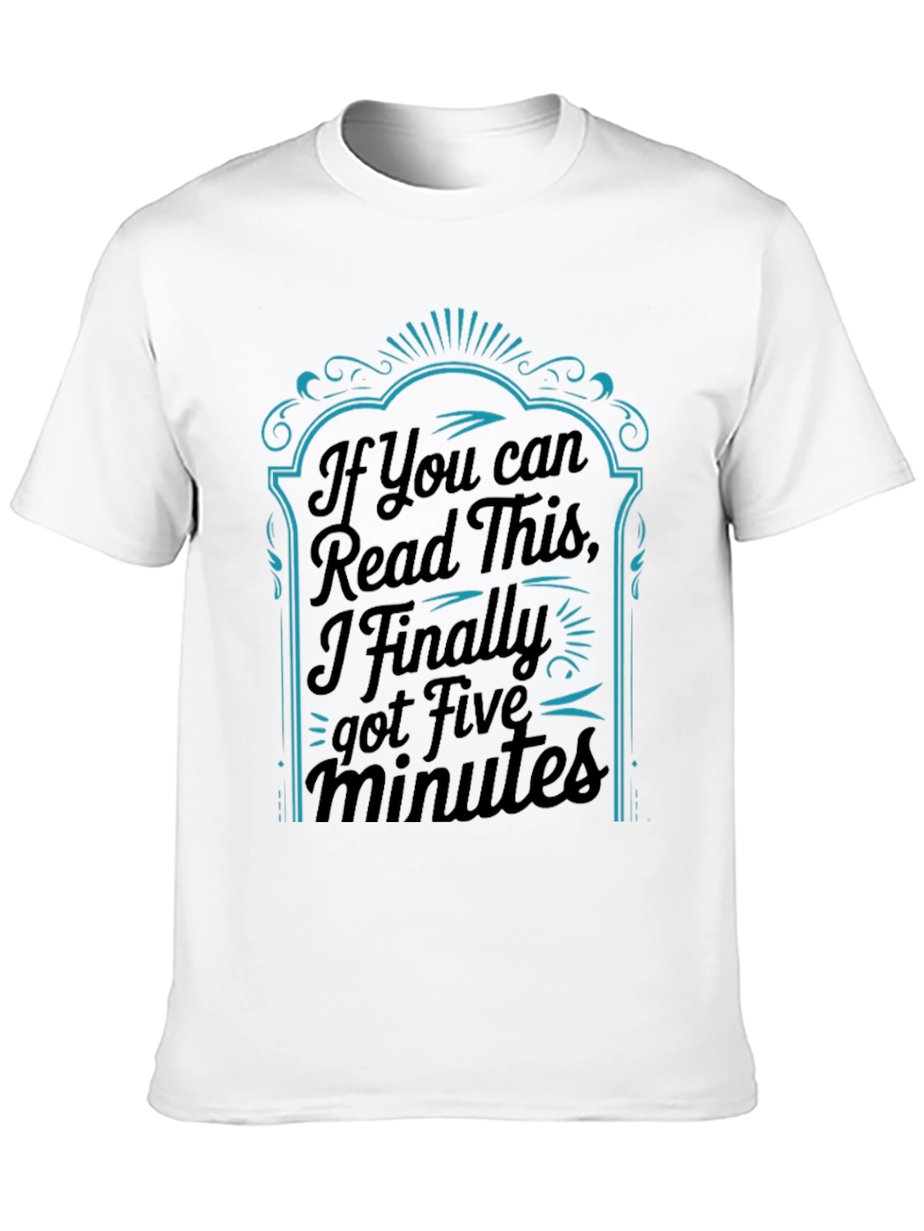 Black Funny "Five Minutes" Graphic Print Black T-Shirt view 10
