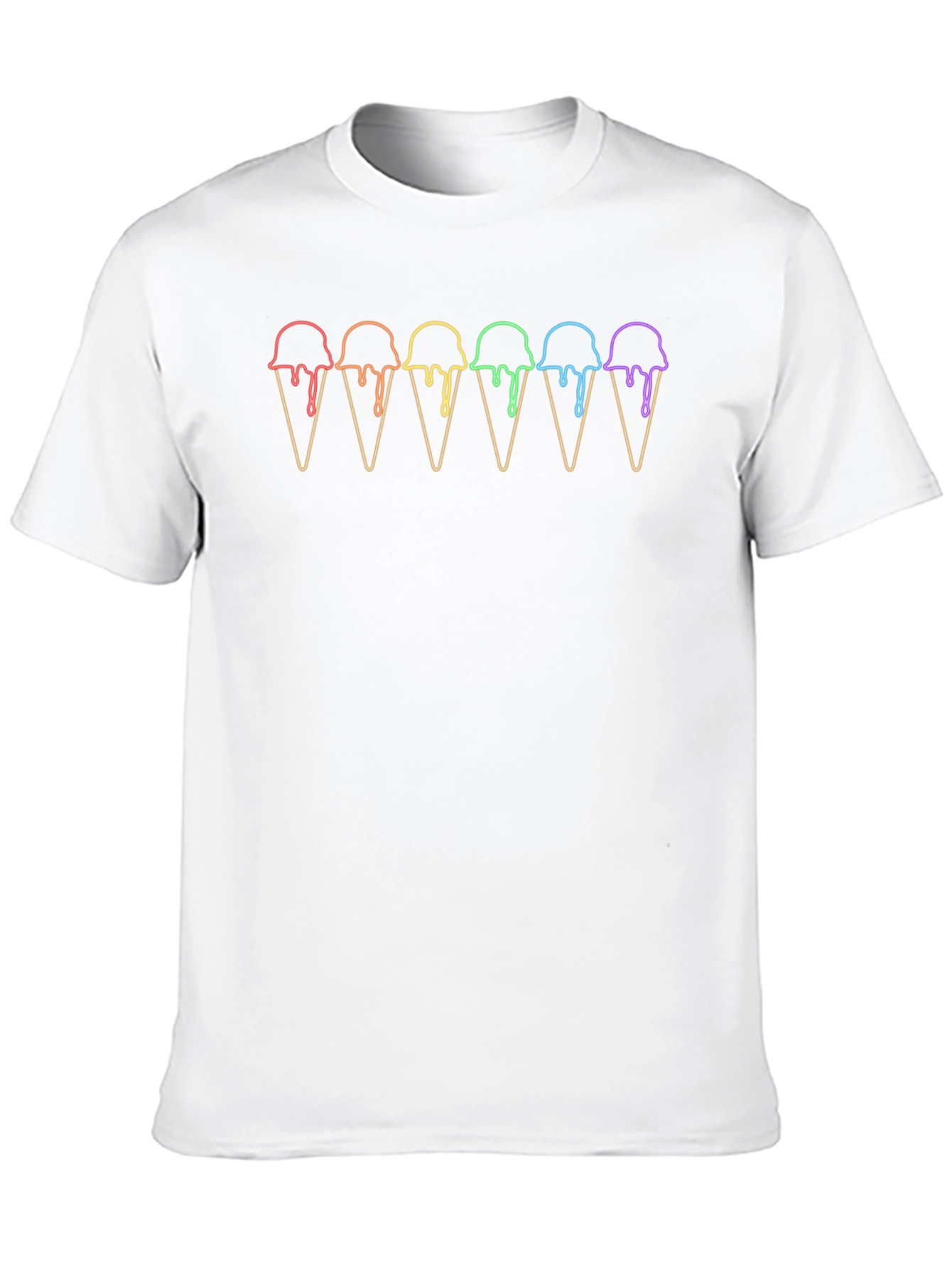 Black Rainbow Ice Cream Cone Graphic Tee - Black Unisex T-Shirt view 10