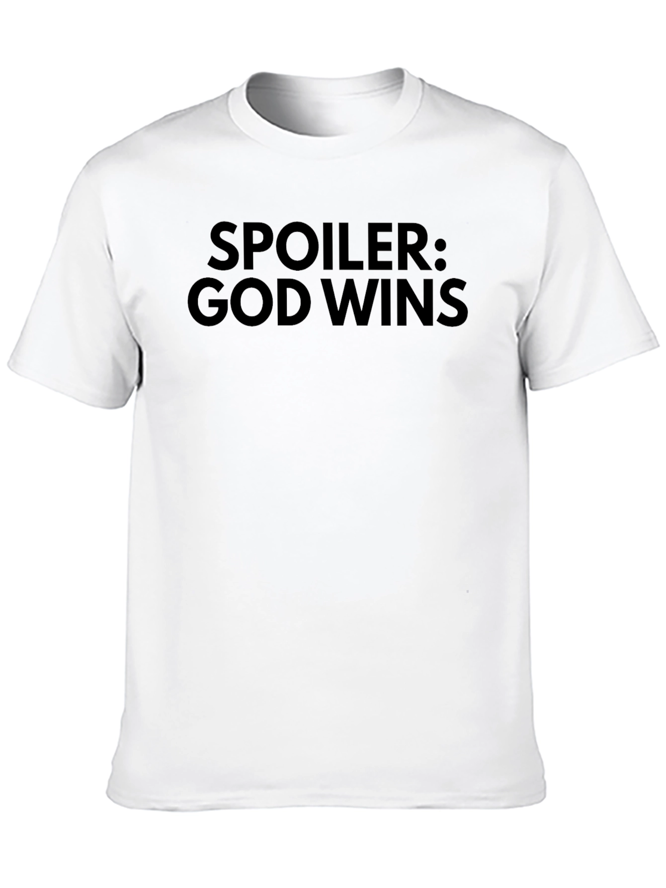 Black Spoiler God Wins Tee - Faith Based Graphic T-Shirt view 10