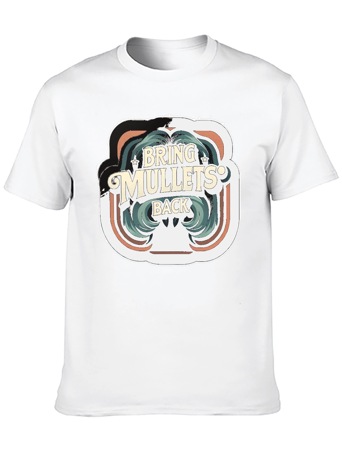 Black Bring Mullets Back T-Shirt - Retro Hair Style Tee view 10