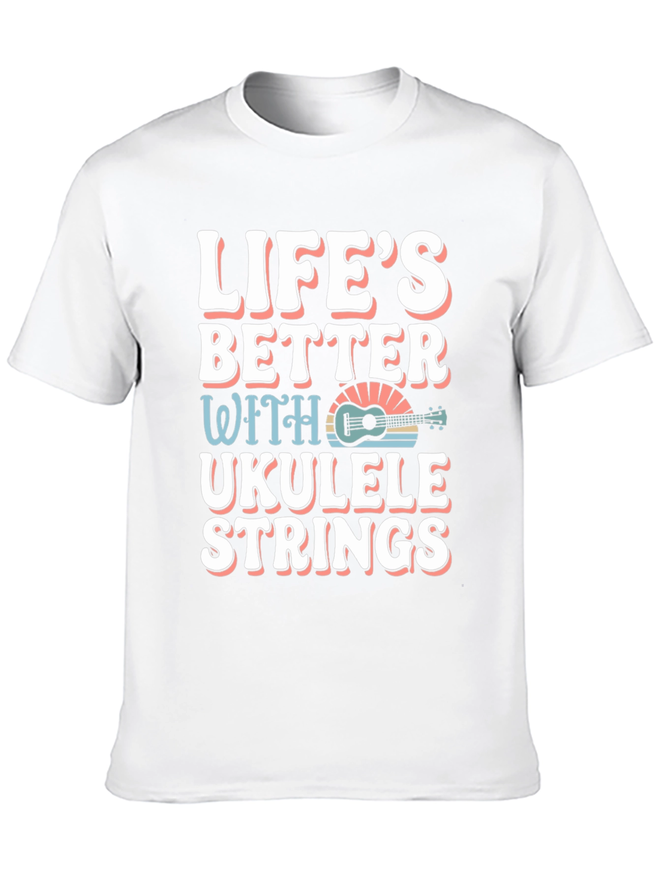Black Life's Better Ukulele Strings Graphic Tee view 10