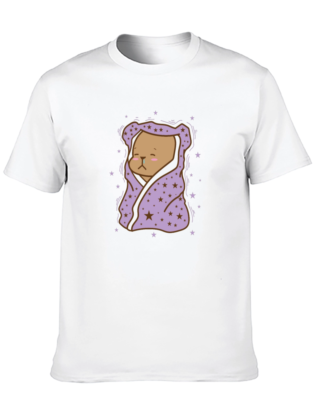 Black Cute Bear in Blanket T-Shirt view 10