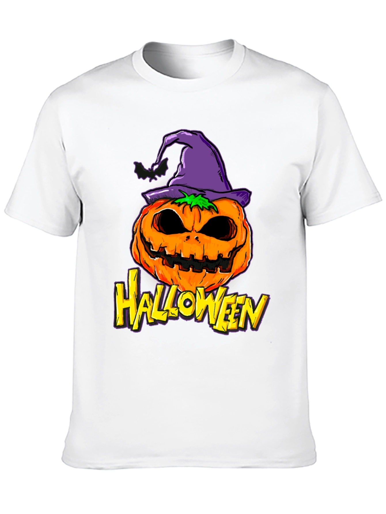 Black Halloween Pumpkin Witch Hat Graphic Tee view 10