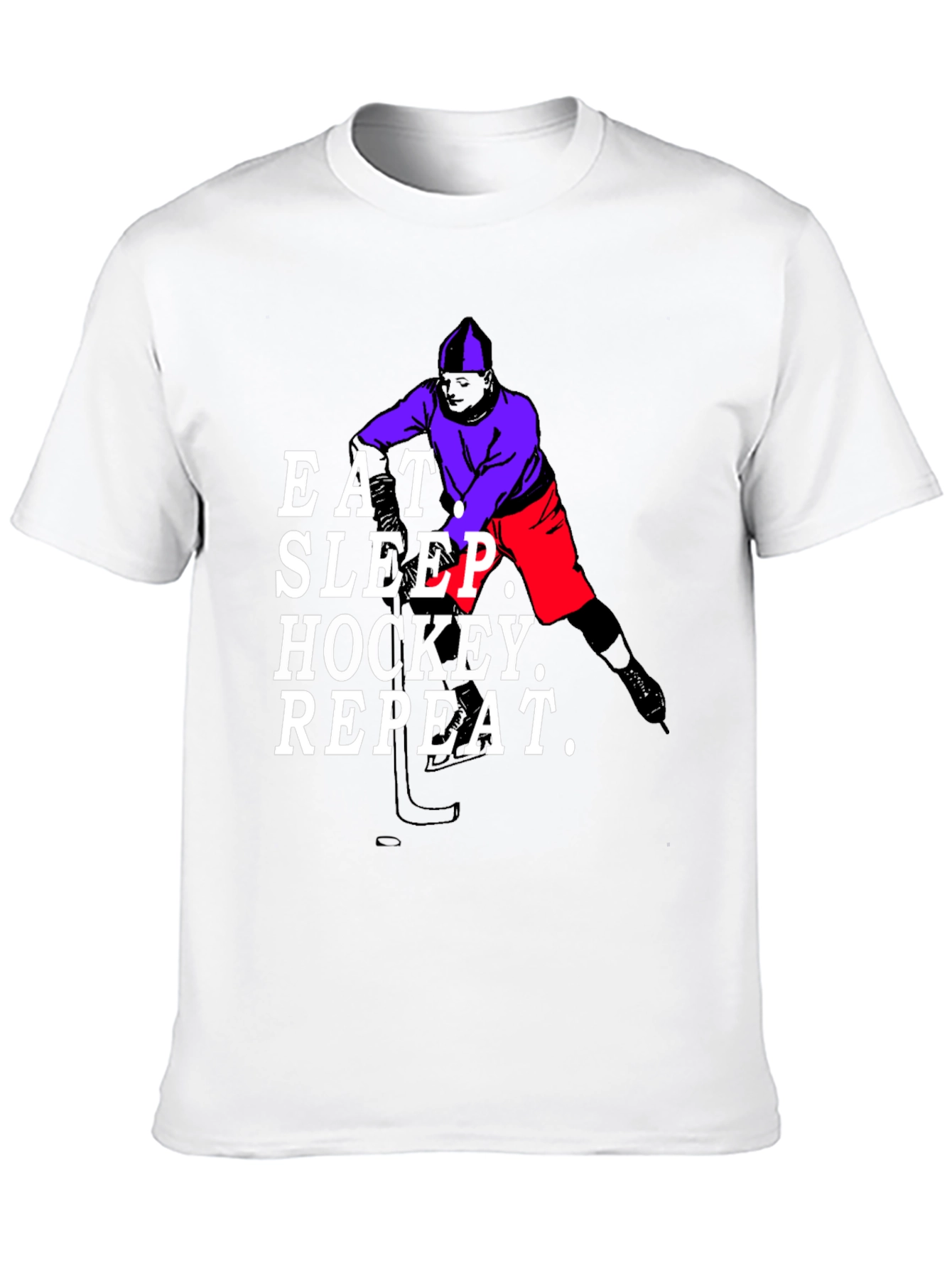 Black Eat Sleep Hockey Repeat Black T-Shirt view 10