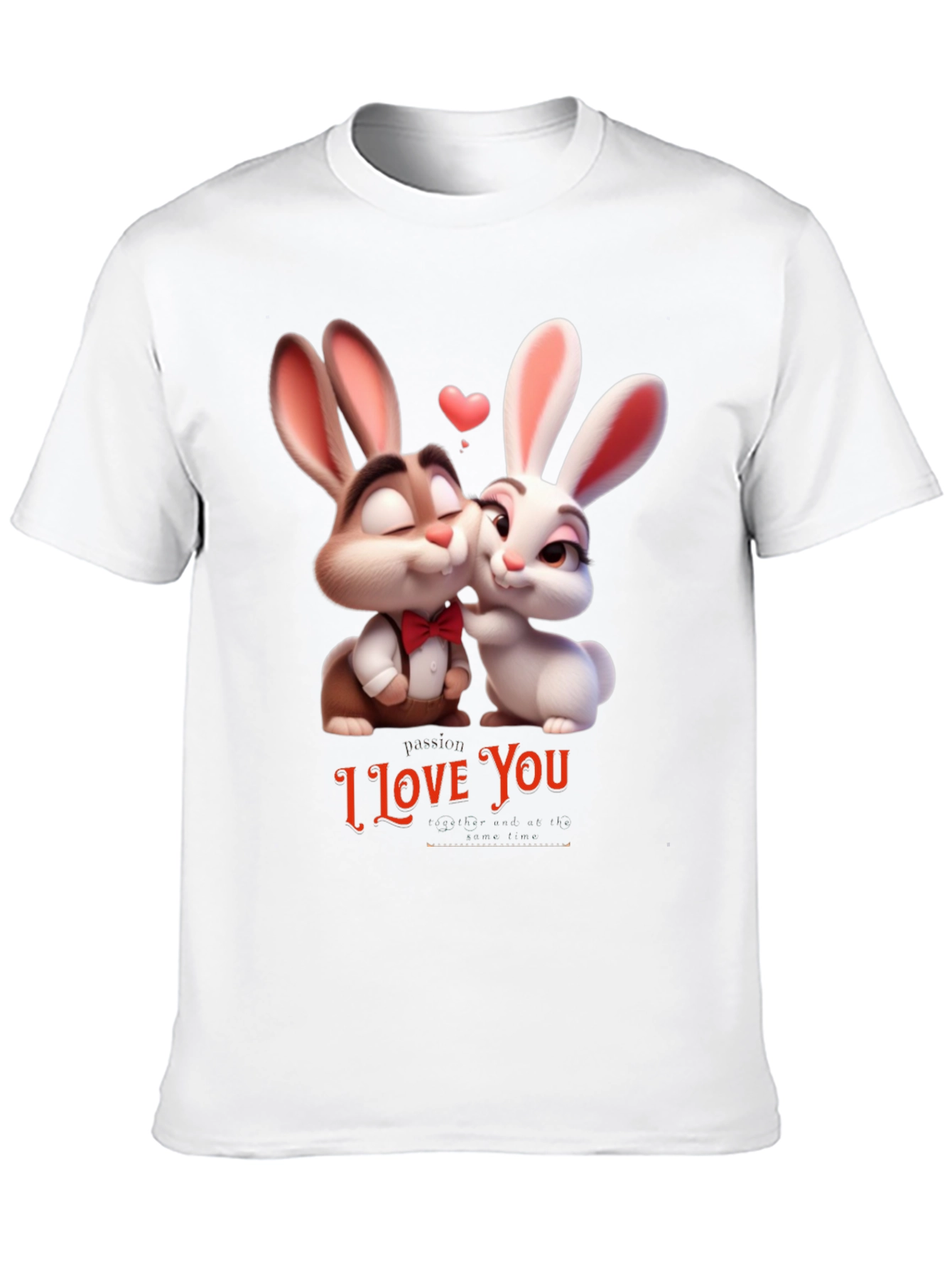 Black I Love You Valentine's Day Bunny T-Shirt view 10