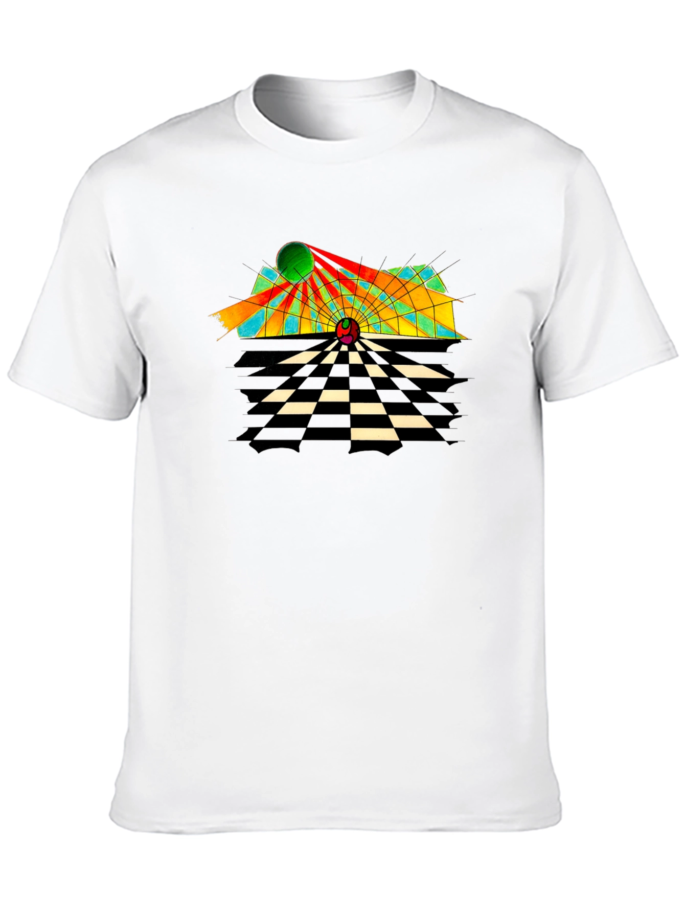 Black Abstract Geometric T-Shirt - Retro Style Tee view 10