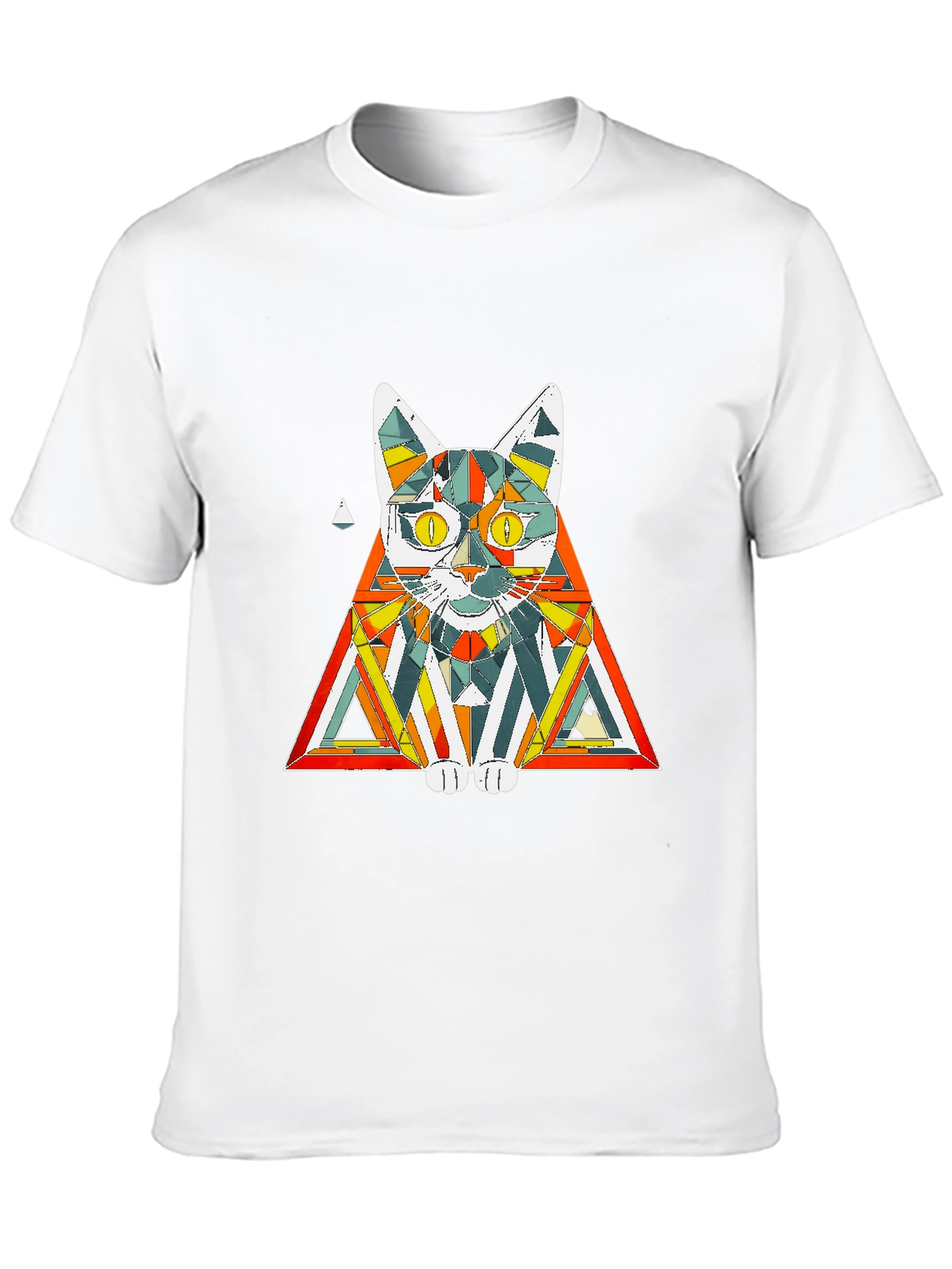 Black Geometric Cat T-Shirt: Colorful & Modern view 10