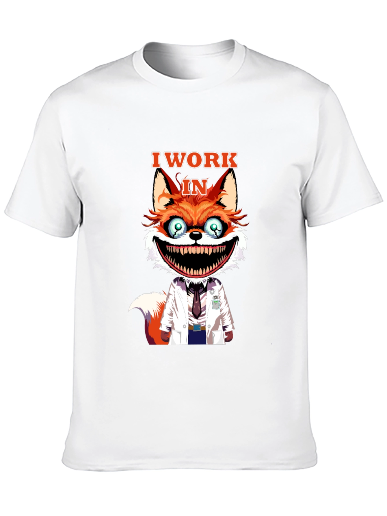 Black I Work in Crazy Fox Scientist Graphic Tee view 10