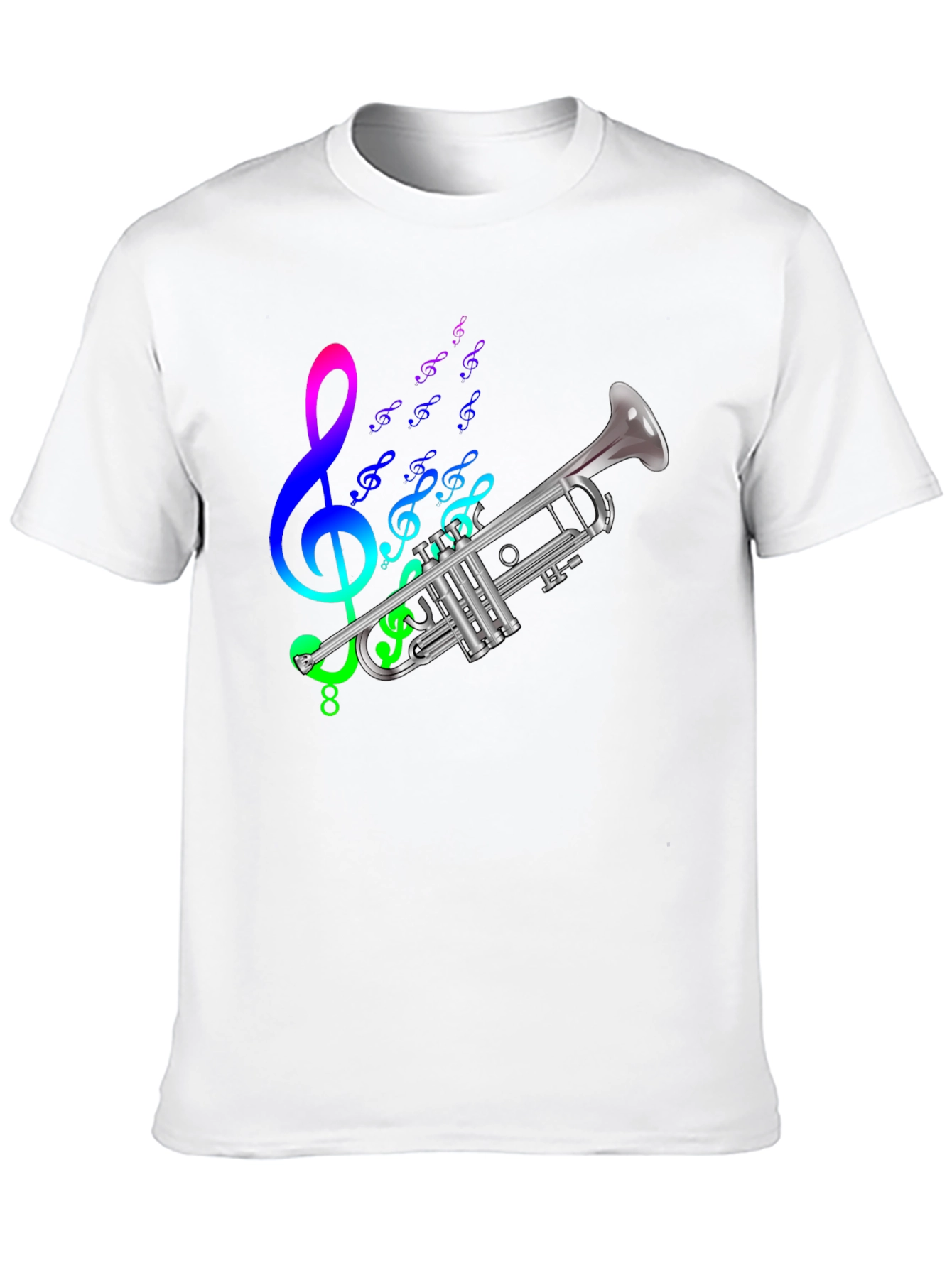 Black Musical Trumpet Graphic Tee - Black Cotton T-Shirt view 10