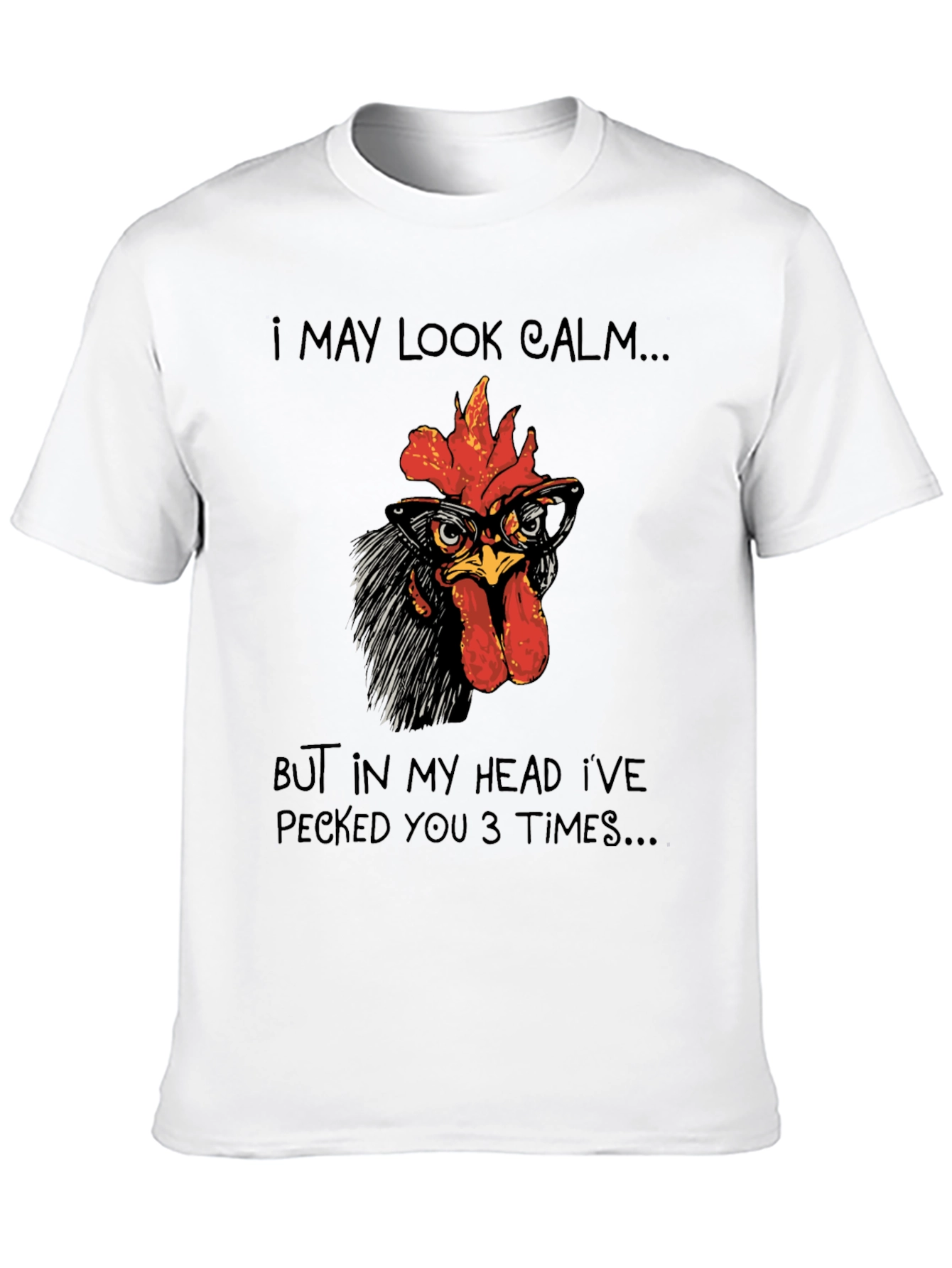 Black Calm Chicken T-Shirt - Funny Rooster Tee view 10