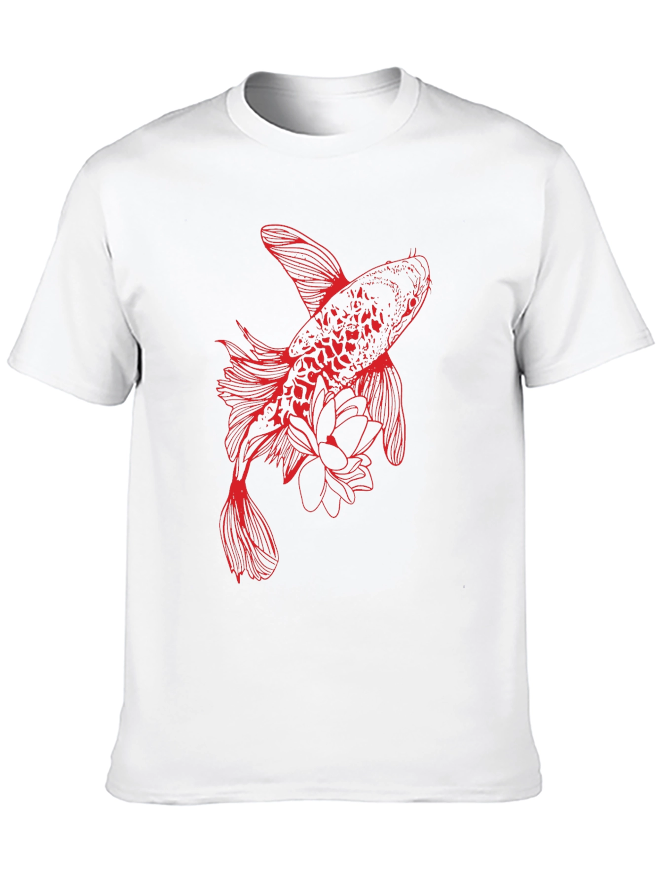 Black Red Koi Fish Graphic Tee - Stylish Black T-Shirt view 10