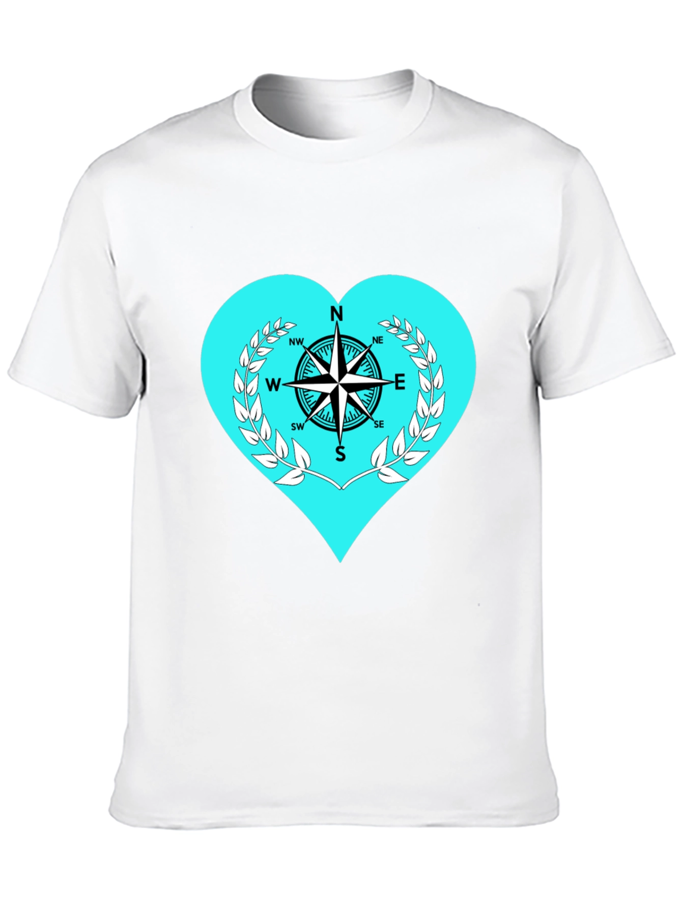 Black Compass Heart Graphic Tee - Stylish Black T-Shirt view 10