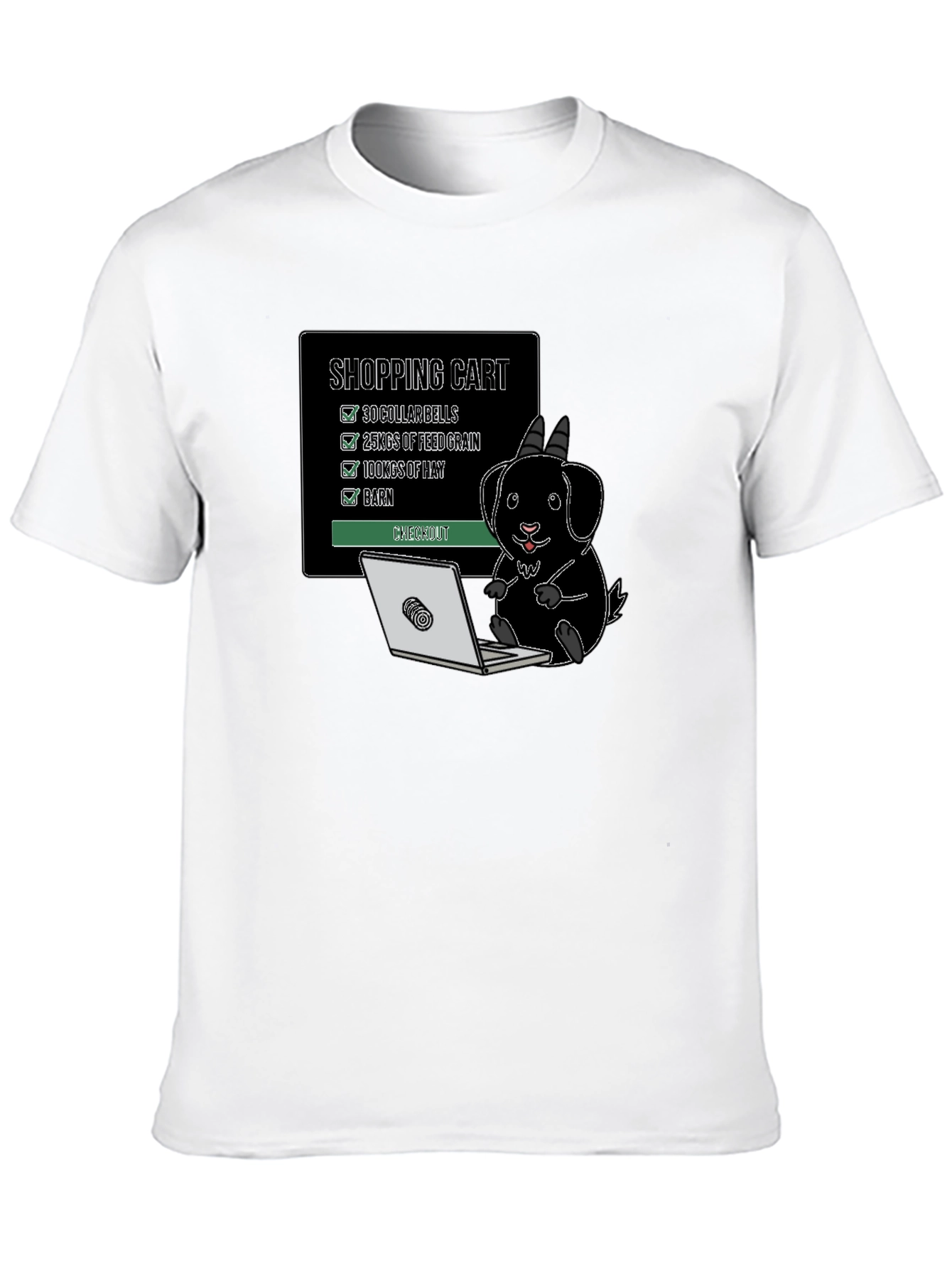 Goat Shopping Cart T-Shirt - Funny Animal Tee - 10