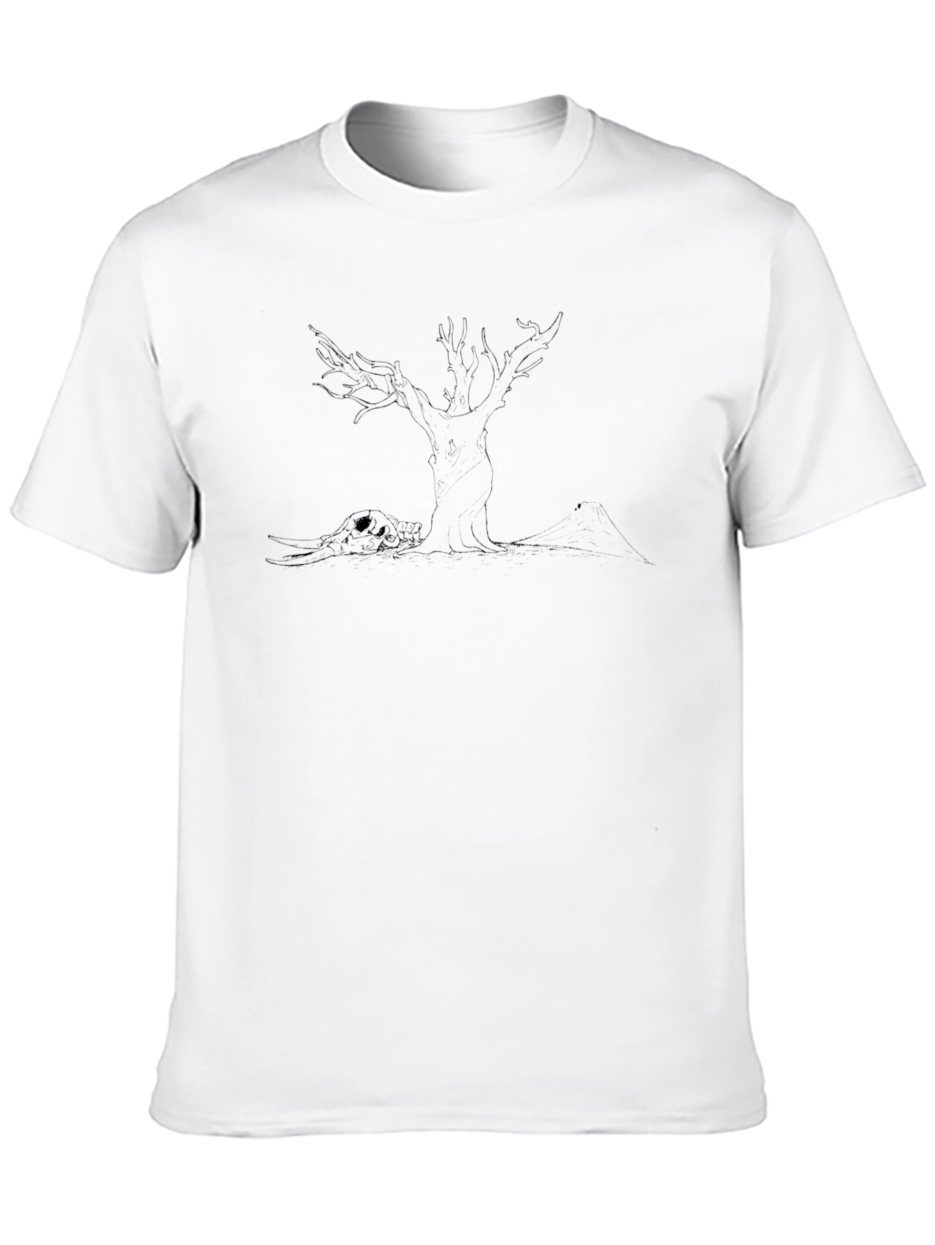 Black Men's Graphic Tee - Tree and Skull Design view 10