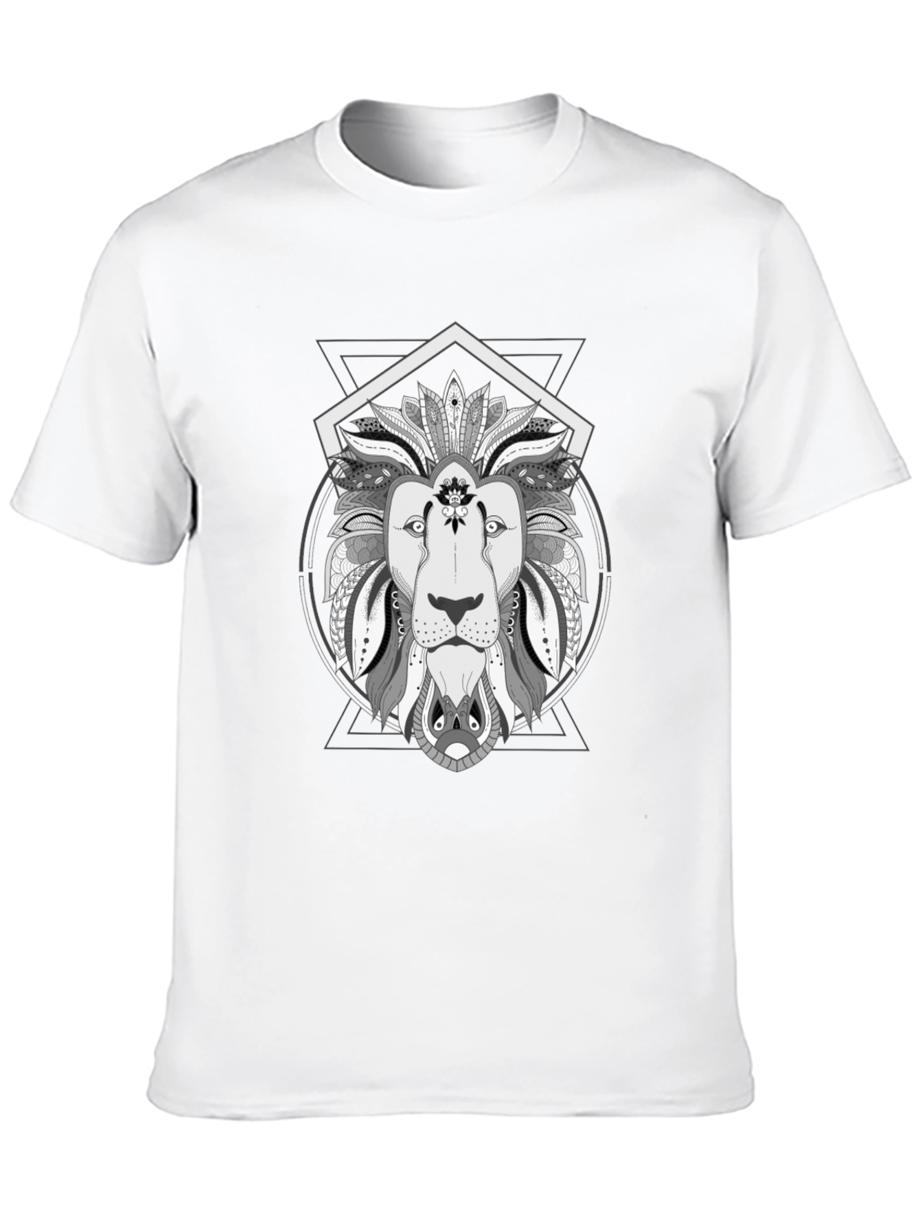 Black Geometric Lion Graphic Tee - Stylish Black T-Shirt view 10