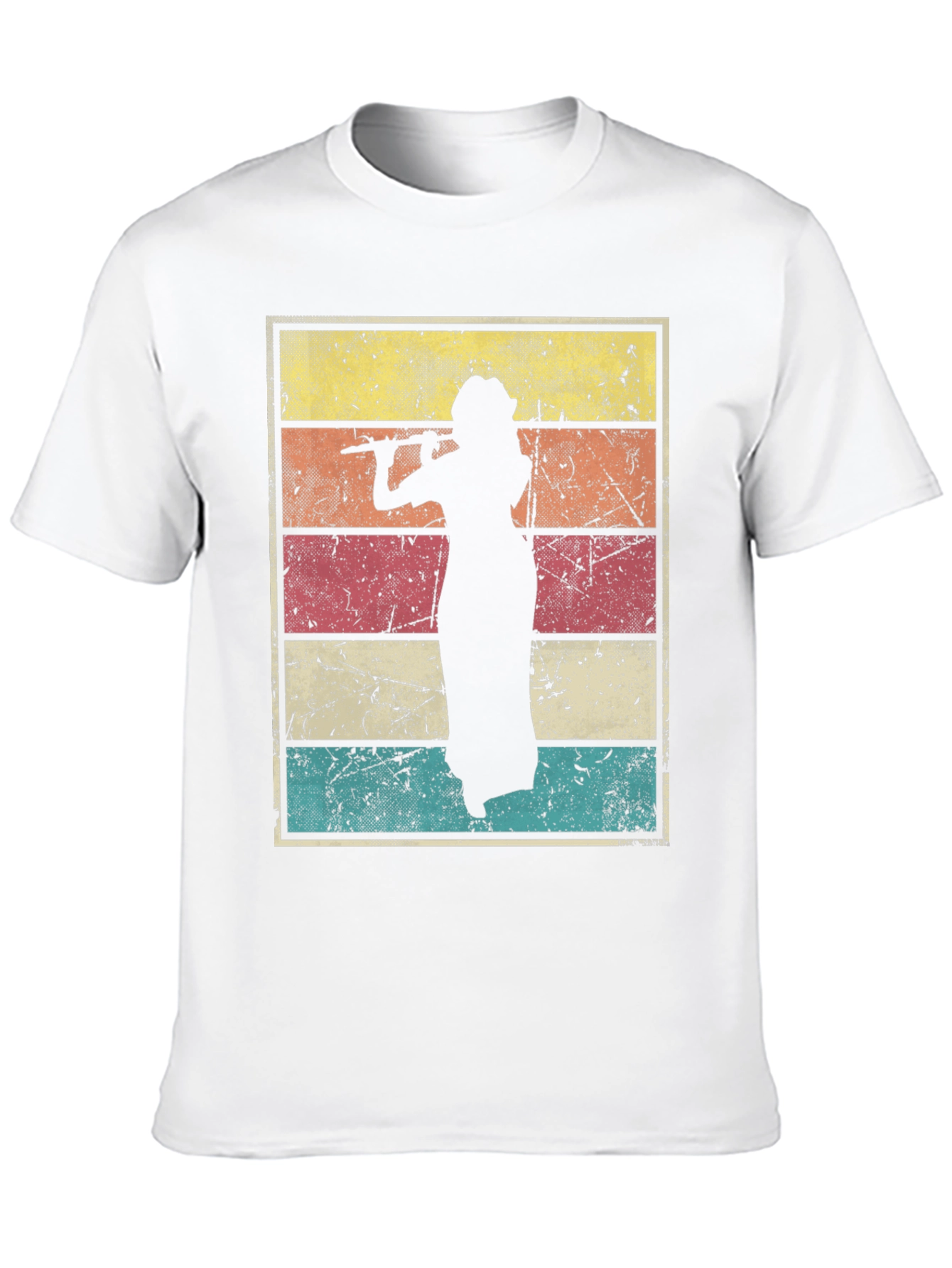 Black Retro Flute Player T-Shirt  view 10