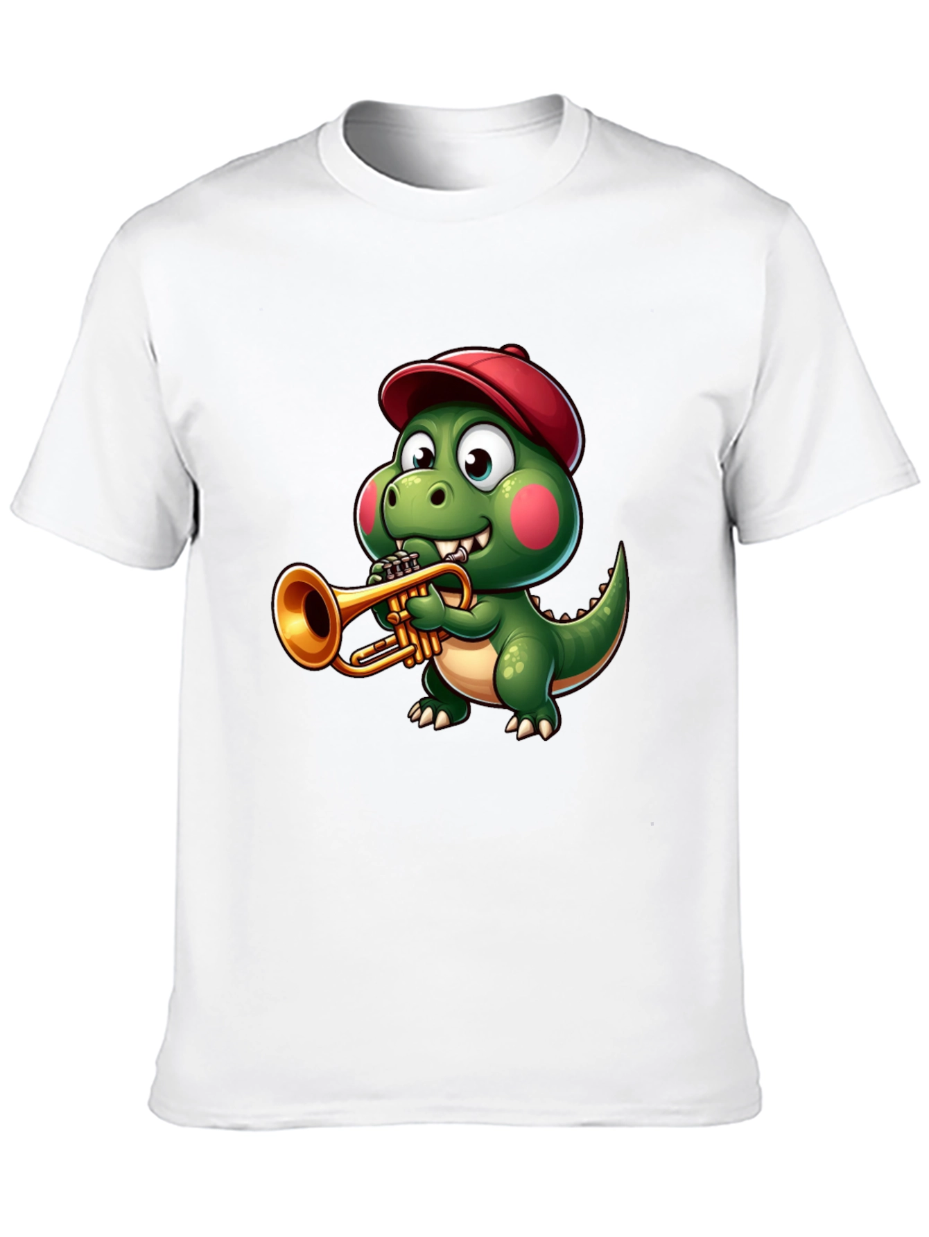 Black Trumpet Dinosaur T-Shirt - Cartoon Music Tee view 10