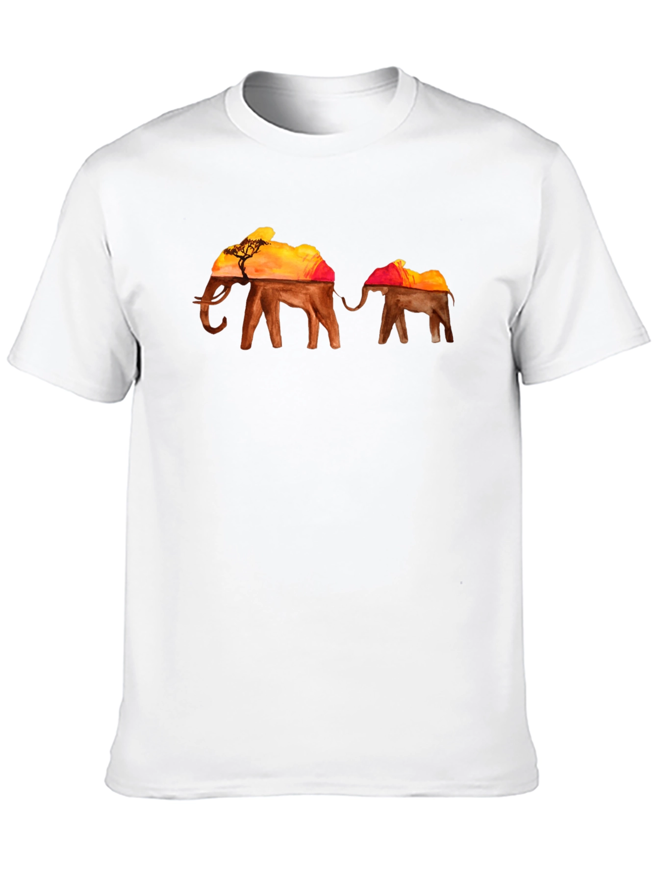 Black Elephant Sunset Graphic T-Shirt view 10