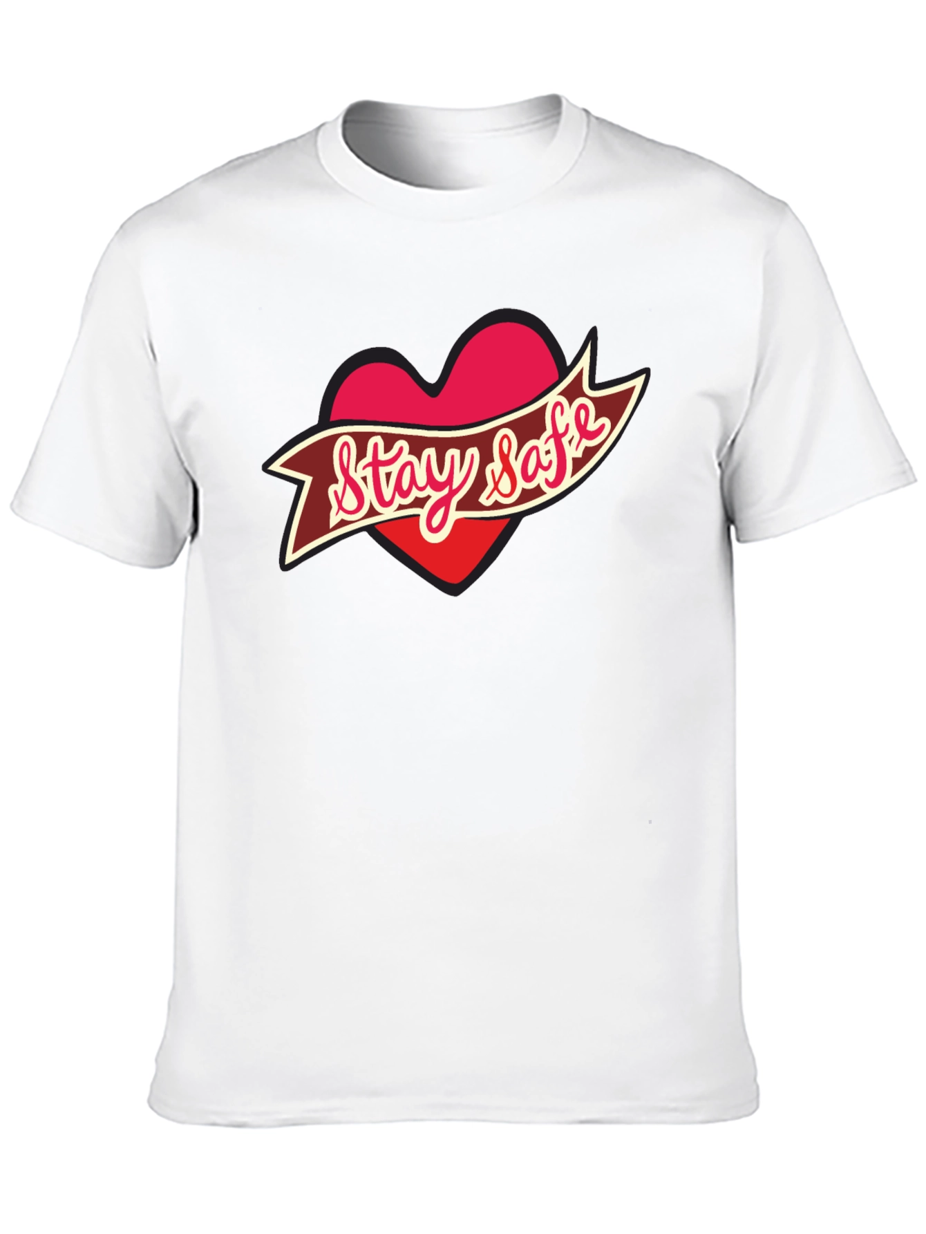 Black Stay Safe Heart T-Shirt - Black view 10