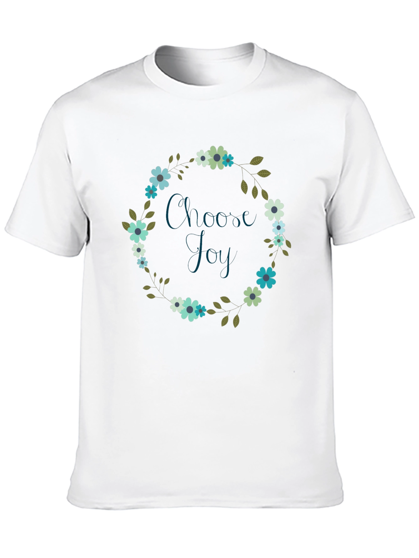 Black Choose Joy Floral Wreath Black T-Shirt view 10
