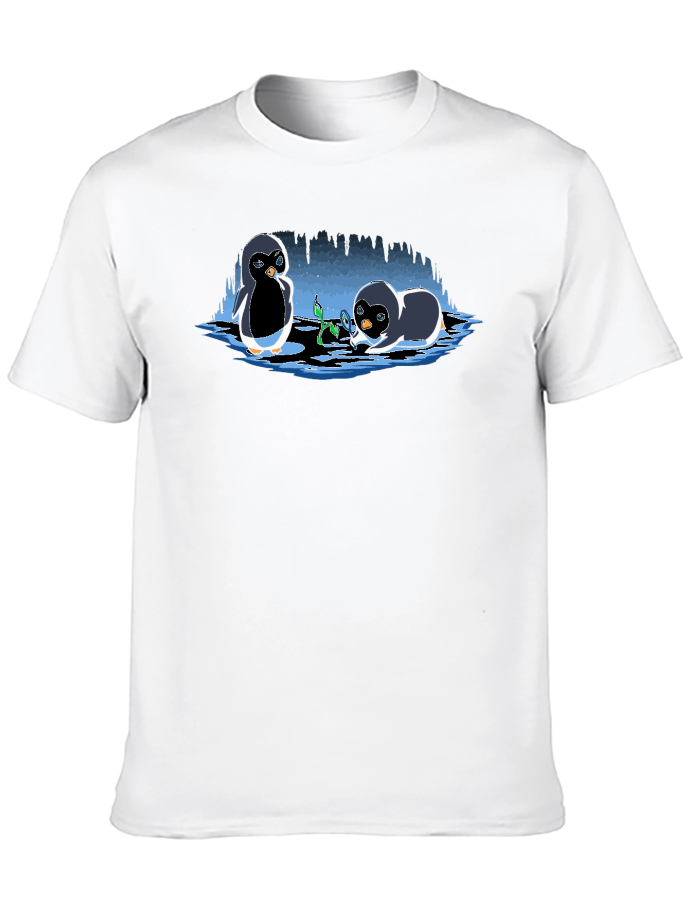 Black Penguin Plant T-Shirt - Cute Cartoon Design view 10