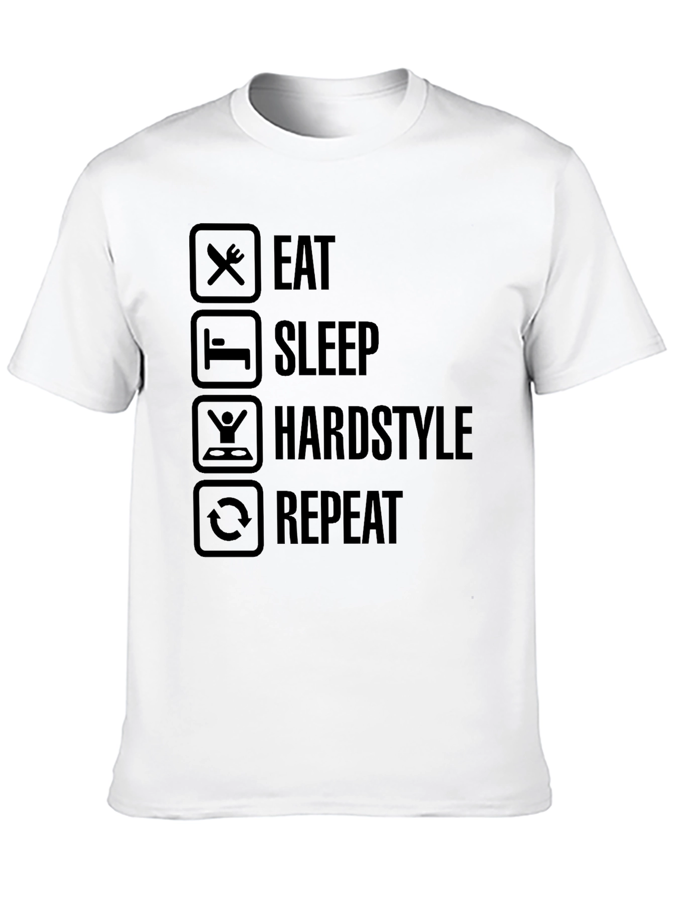 Black Eat Sleep Hardstyle Repeat Black Graphic Tee view 10