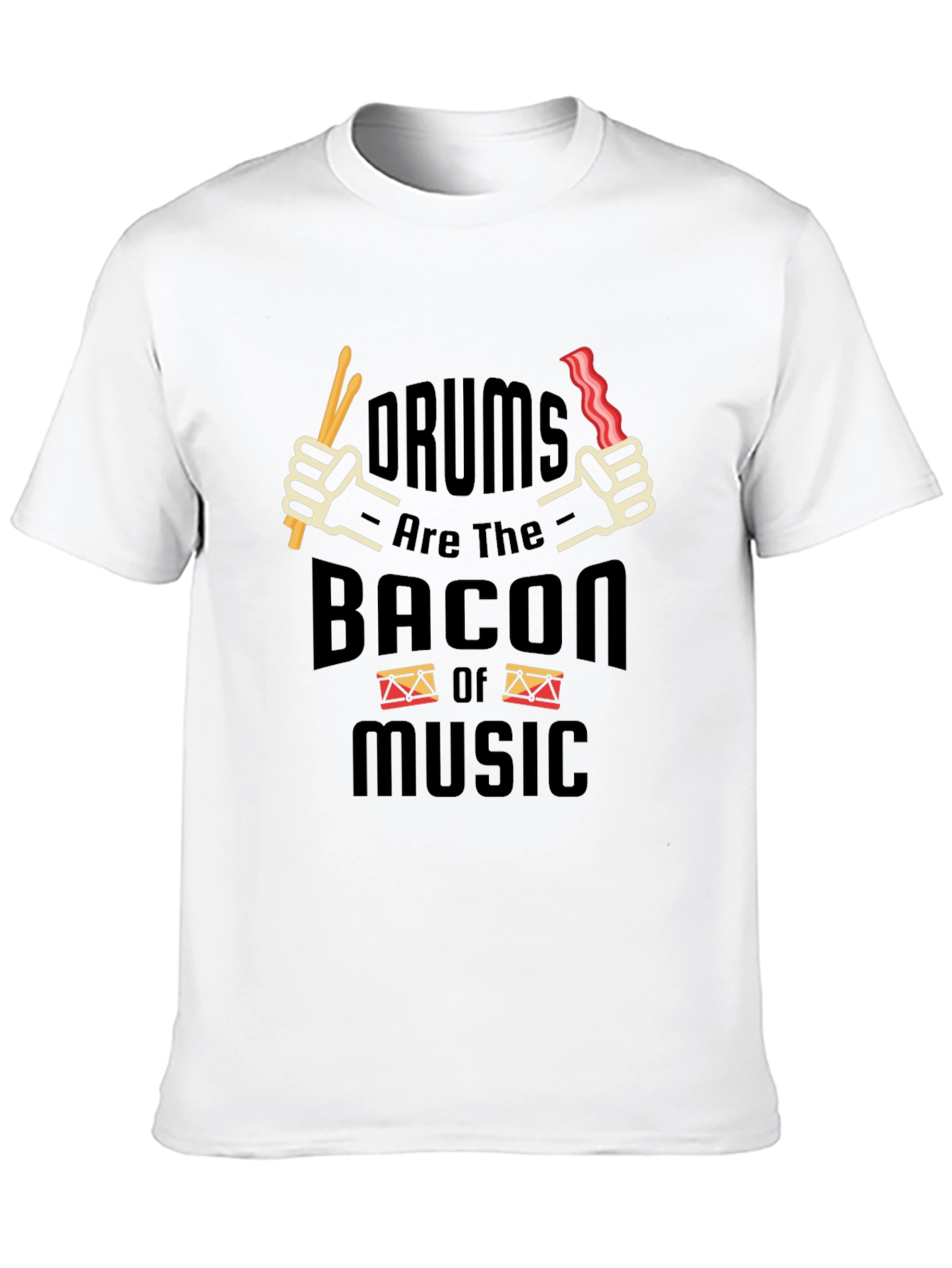 Black Drums Bacon Music T-Shirt Funny Musician Tee view 10