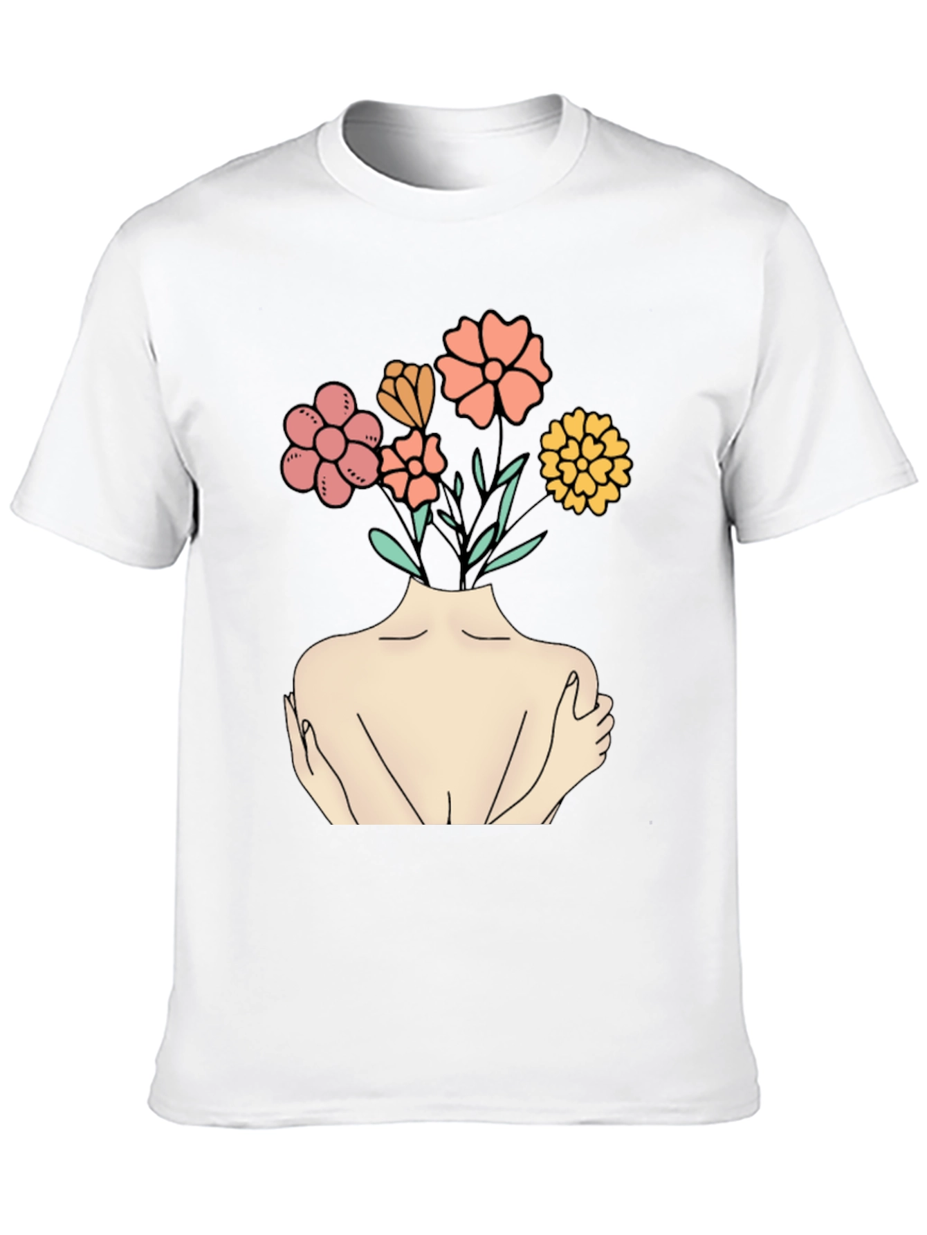 Black Floral Head Black Tee - Self Love Graphic Shirt view 10