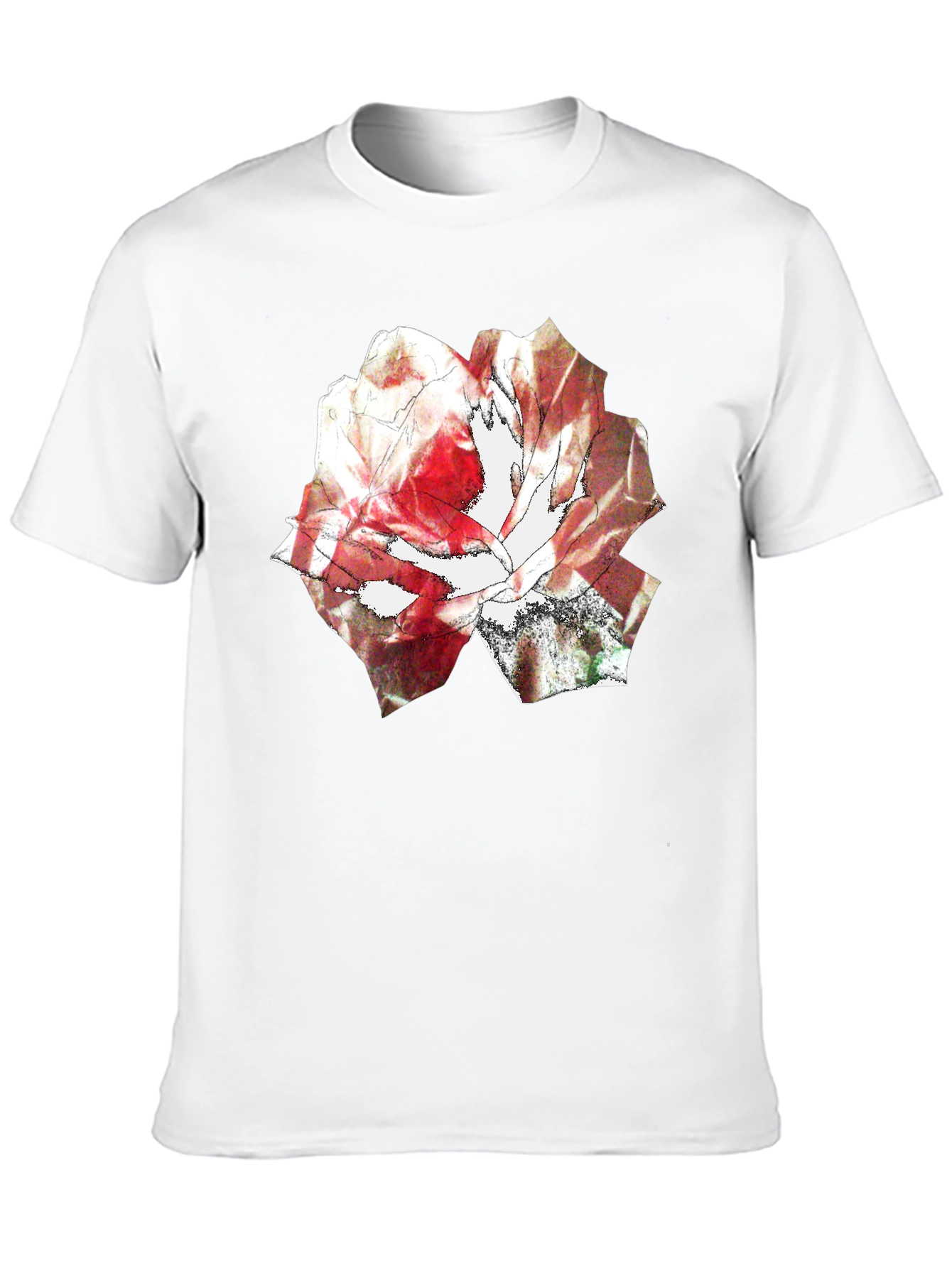 Black Abstract Rose Print Black T-Shirt view 10