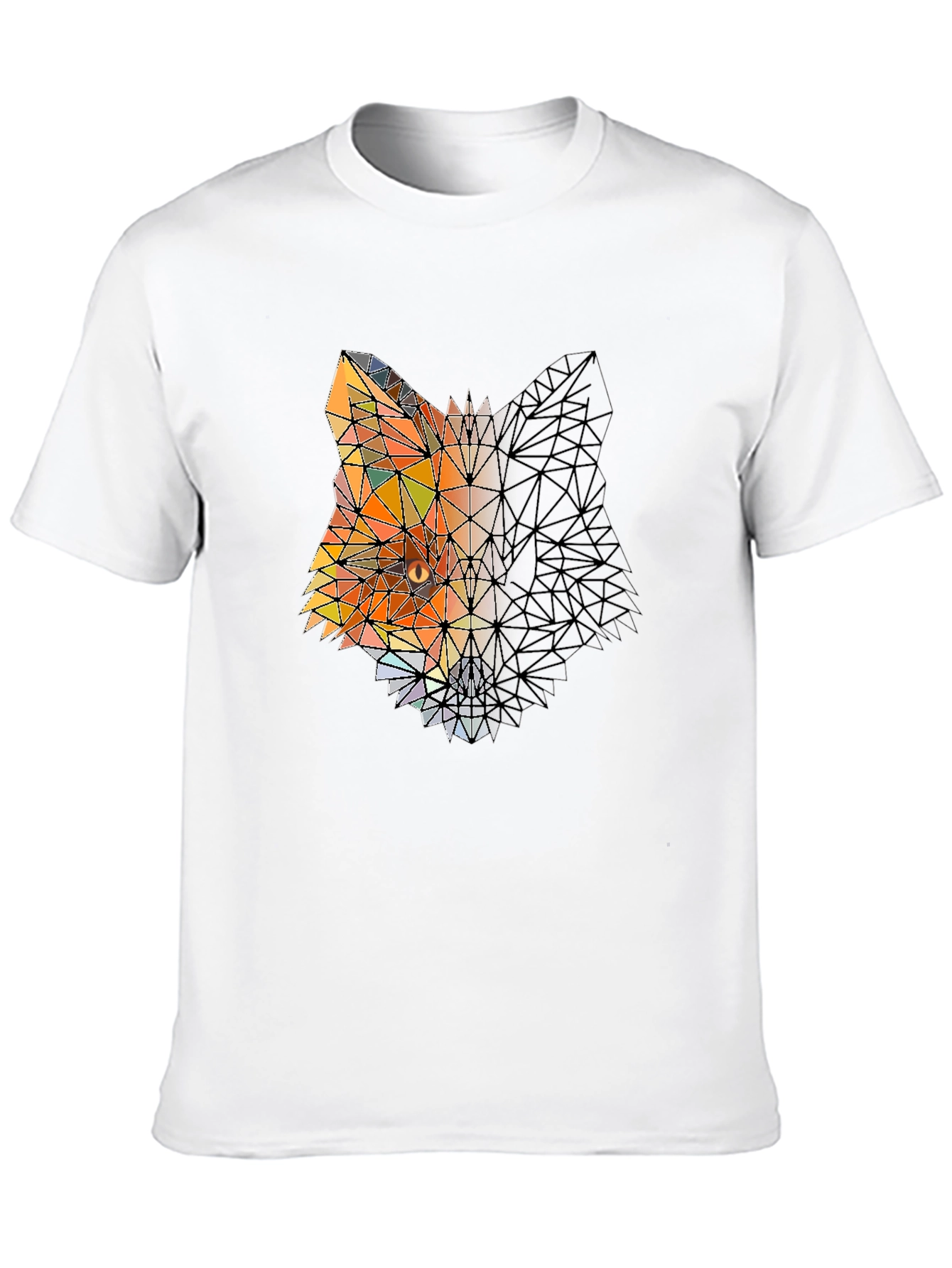 Black Geometric Fox Graphic Black T-Shirt view 10