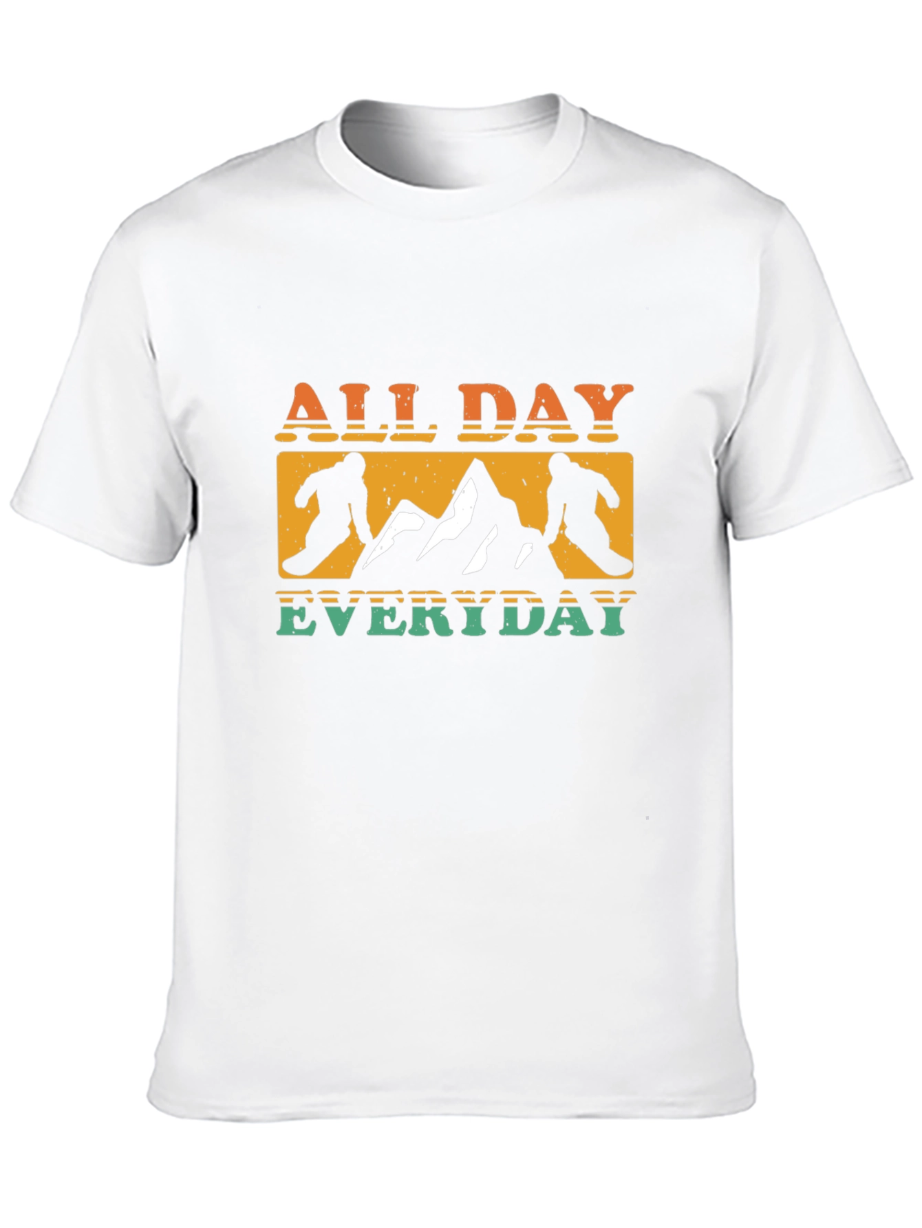 Black All Day Everyday Retro Skiing T-Shirt view 10