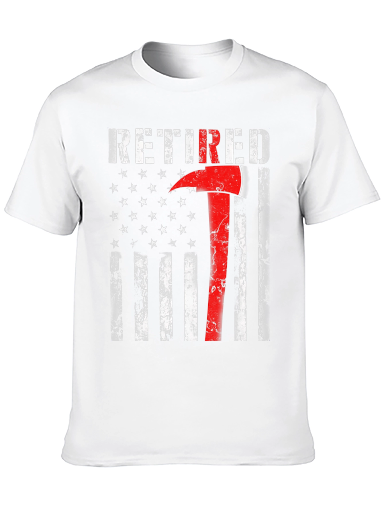 Black Retired Firefighter Axe American Flag T-Shirt view 10