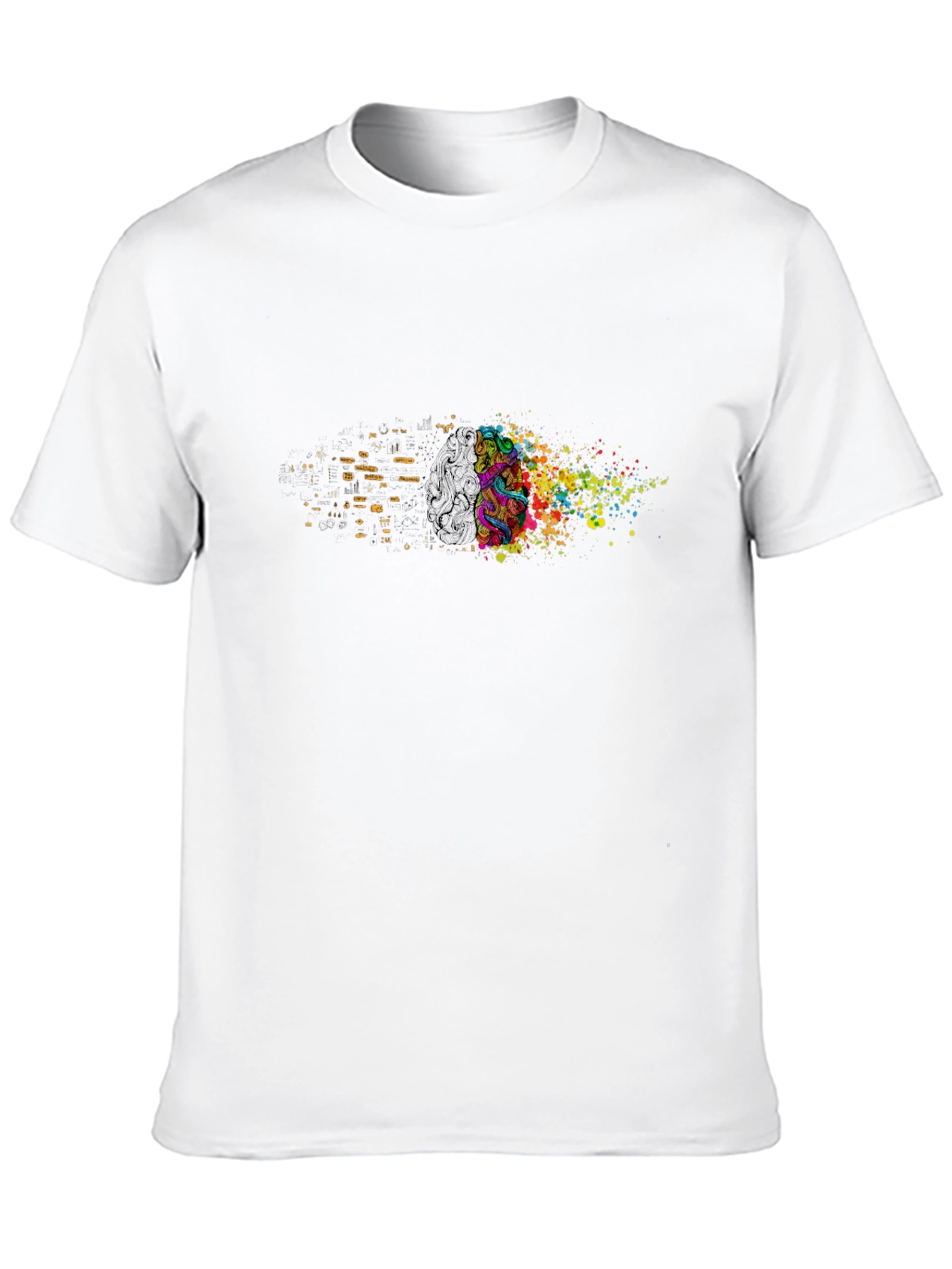 Black Abstract Mind T-Shirt: Colorful Brain Art view 10