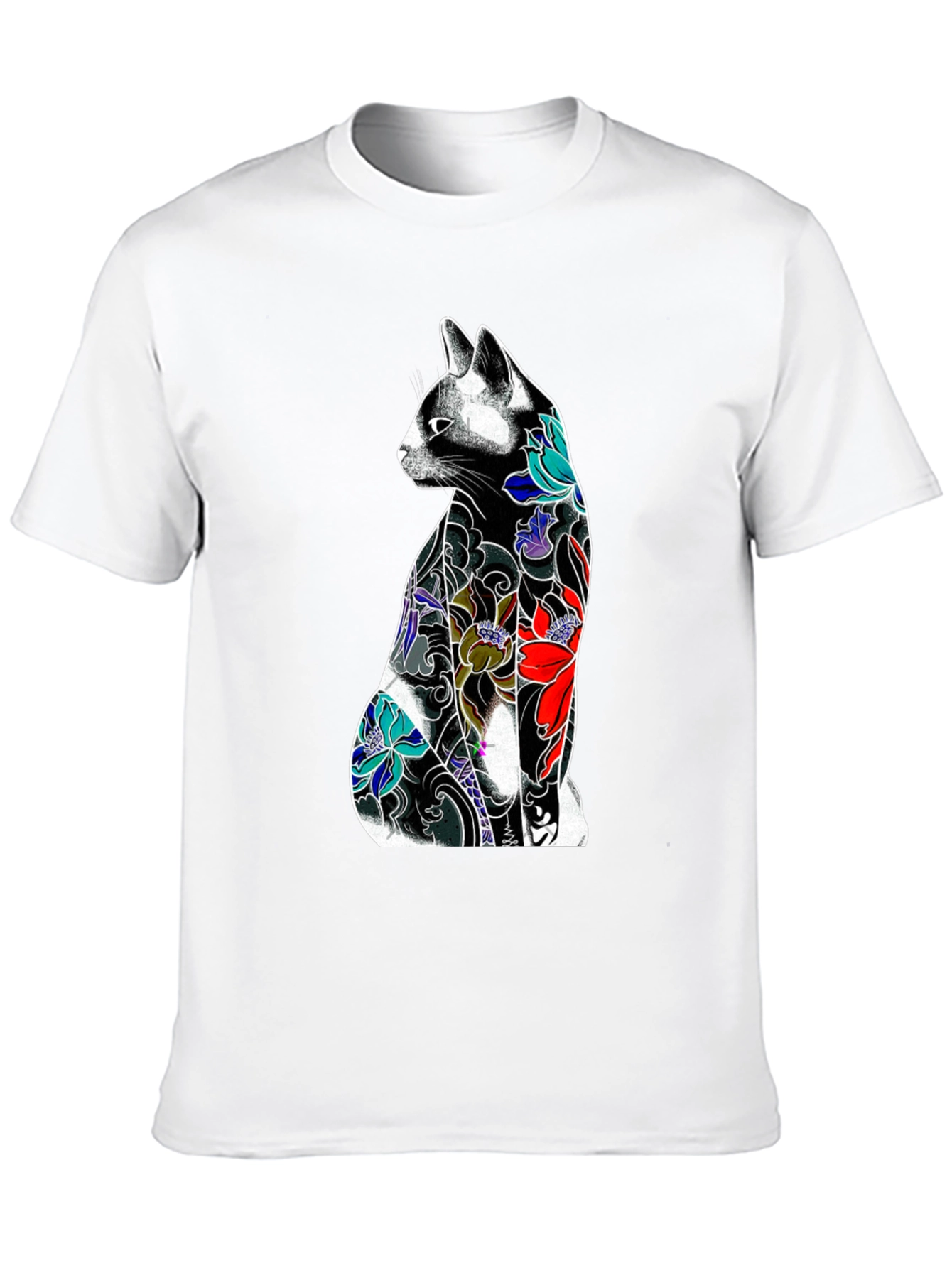 Black Tattoo Cat Graphic Tee - Unique Style view 10