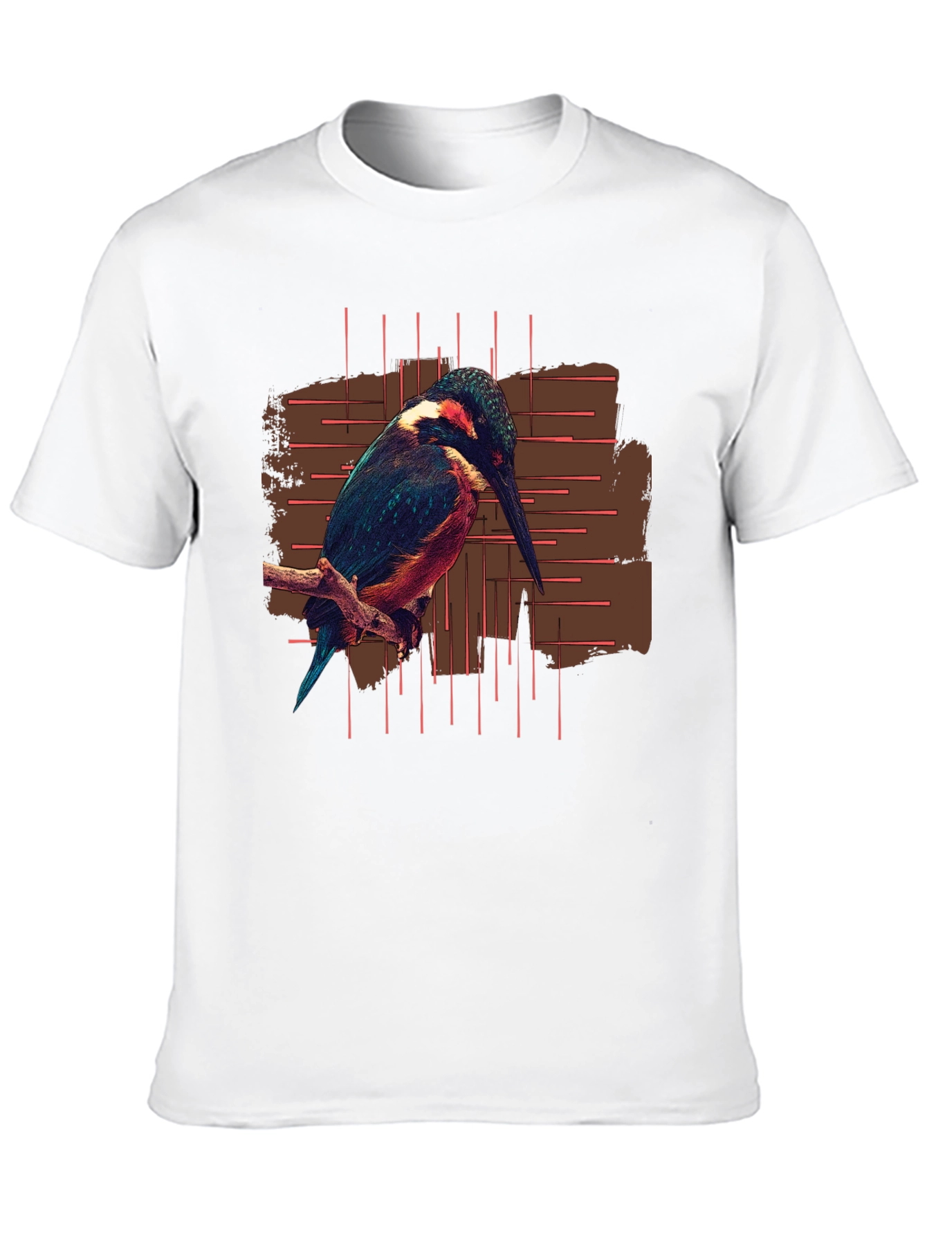 Black Kingfisher Bird Graphic Print Black T-Shirt view 10