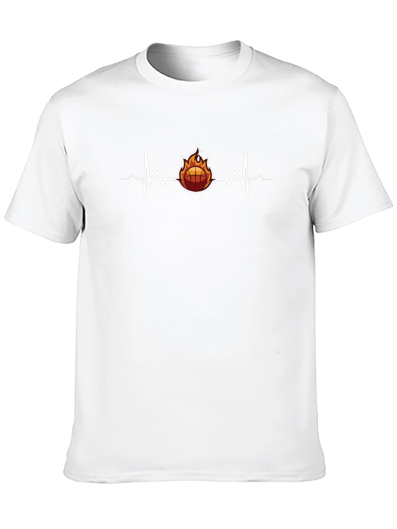Black Fiery Basketball Heartbeat Graphic Tee view 10