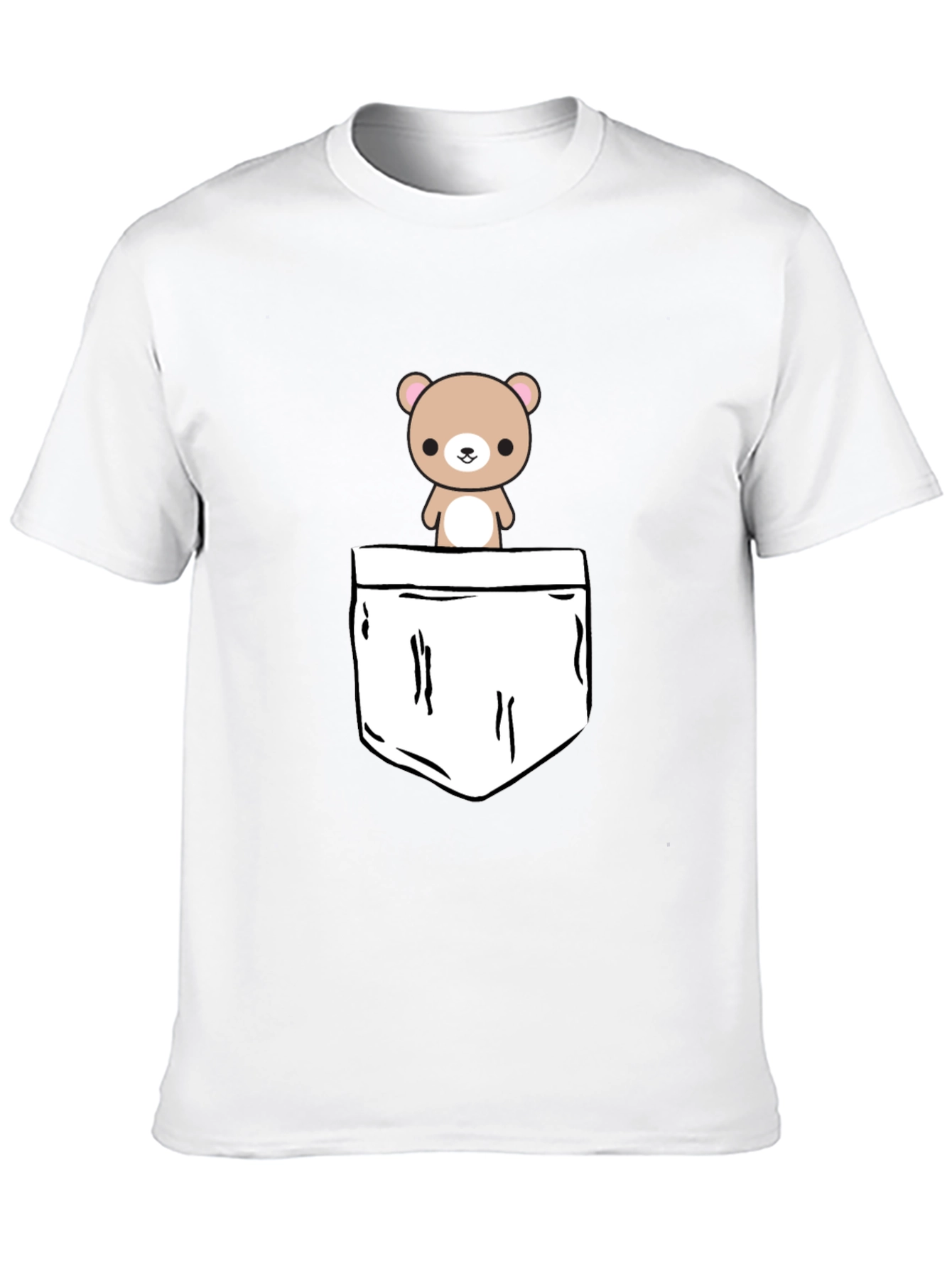 Black Cute Bear Pocket Graphic T-Shirt view 10