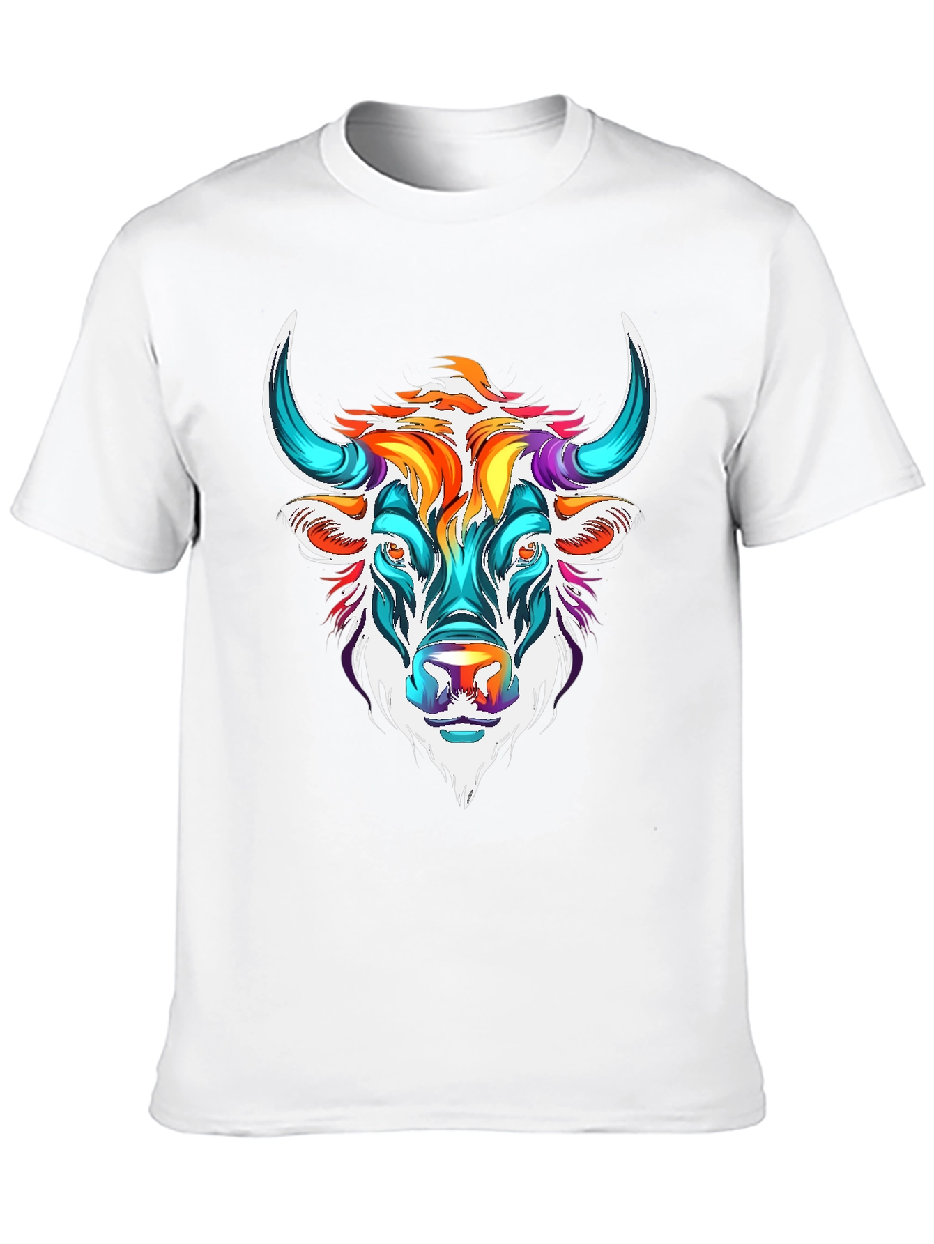 Black Colorful Bull Graphic Tee - Unisex T-Shirt view 10