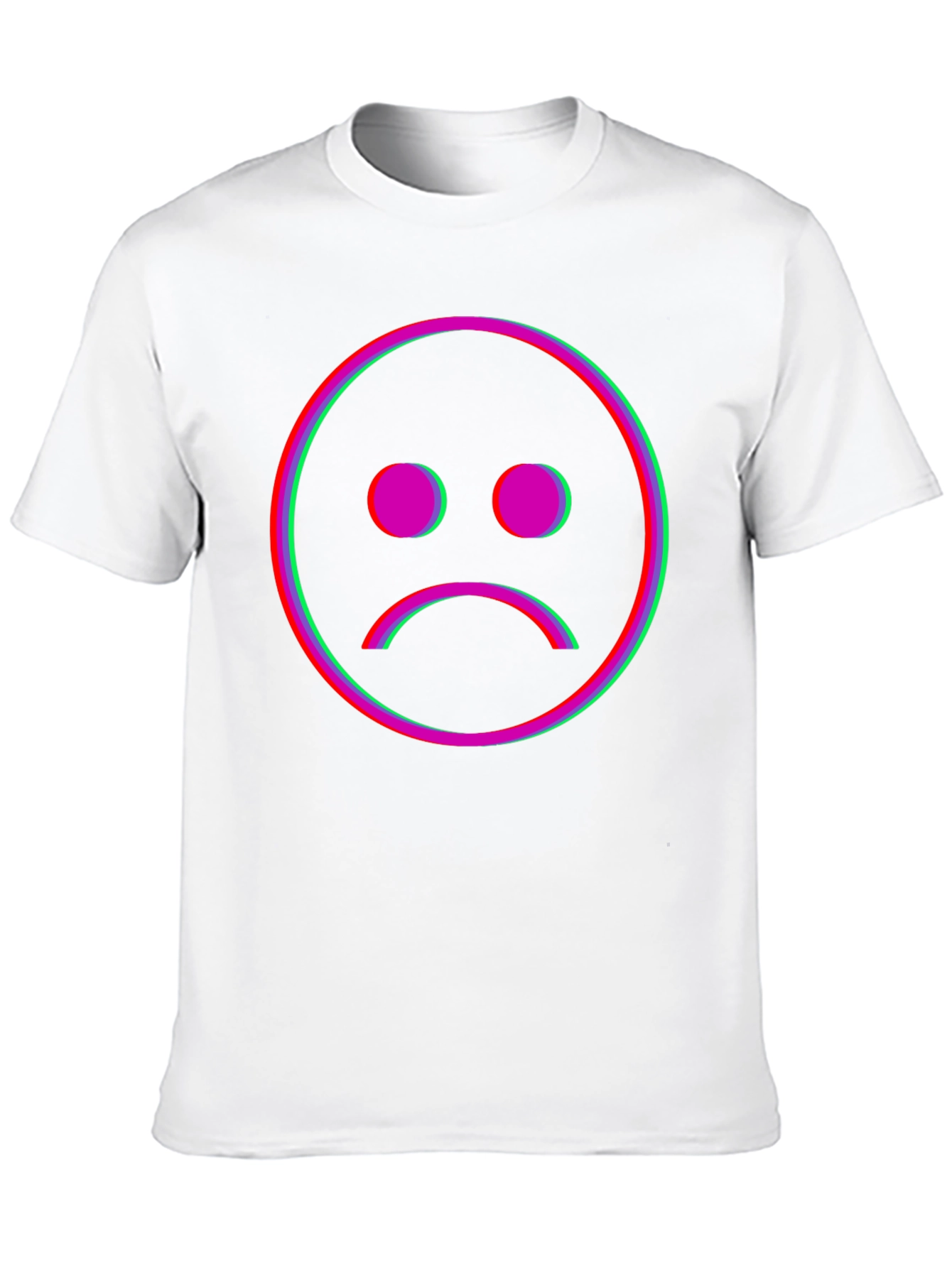 Black Sad Face Glitch Graphic Black T-Shirt view 10