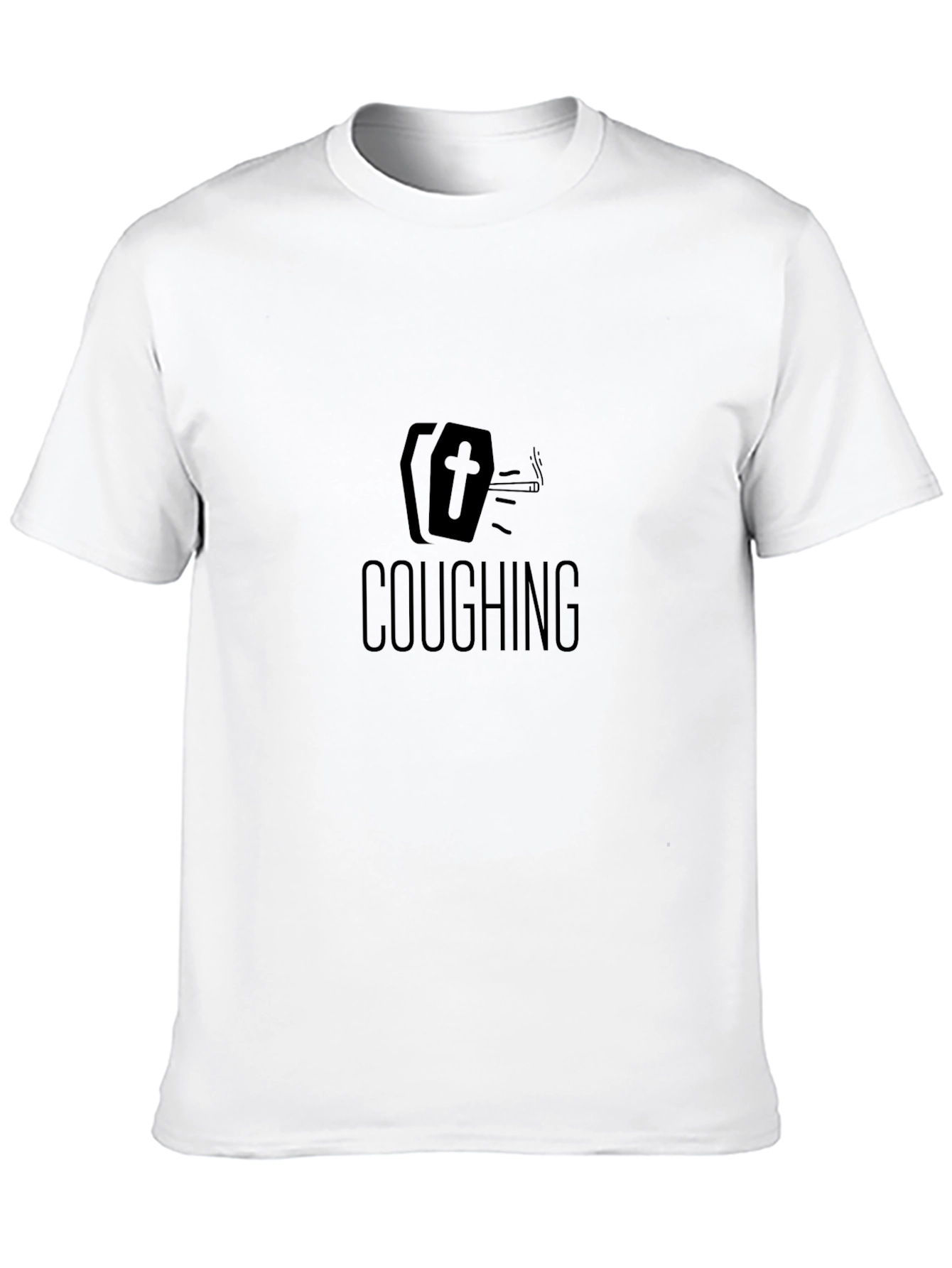 Black Coughing Coffin Graphic Tee - Humor Statement Shirt view 10