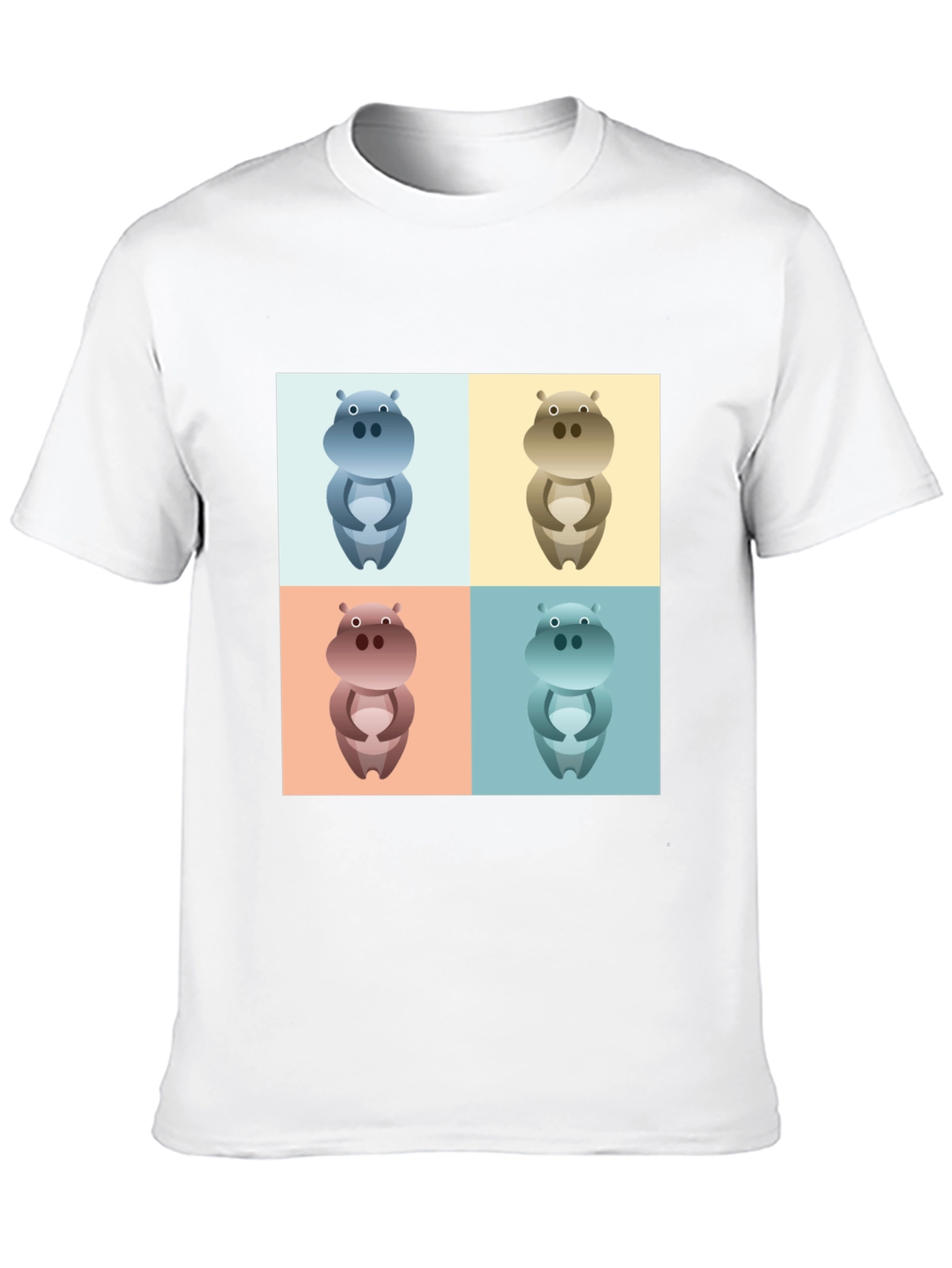 Black Hippo Pop Art Graphic Tee - Black Cotton T-Shirt view 10