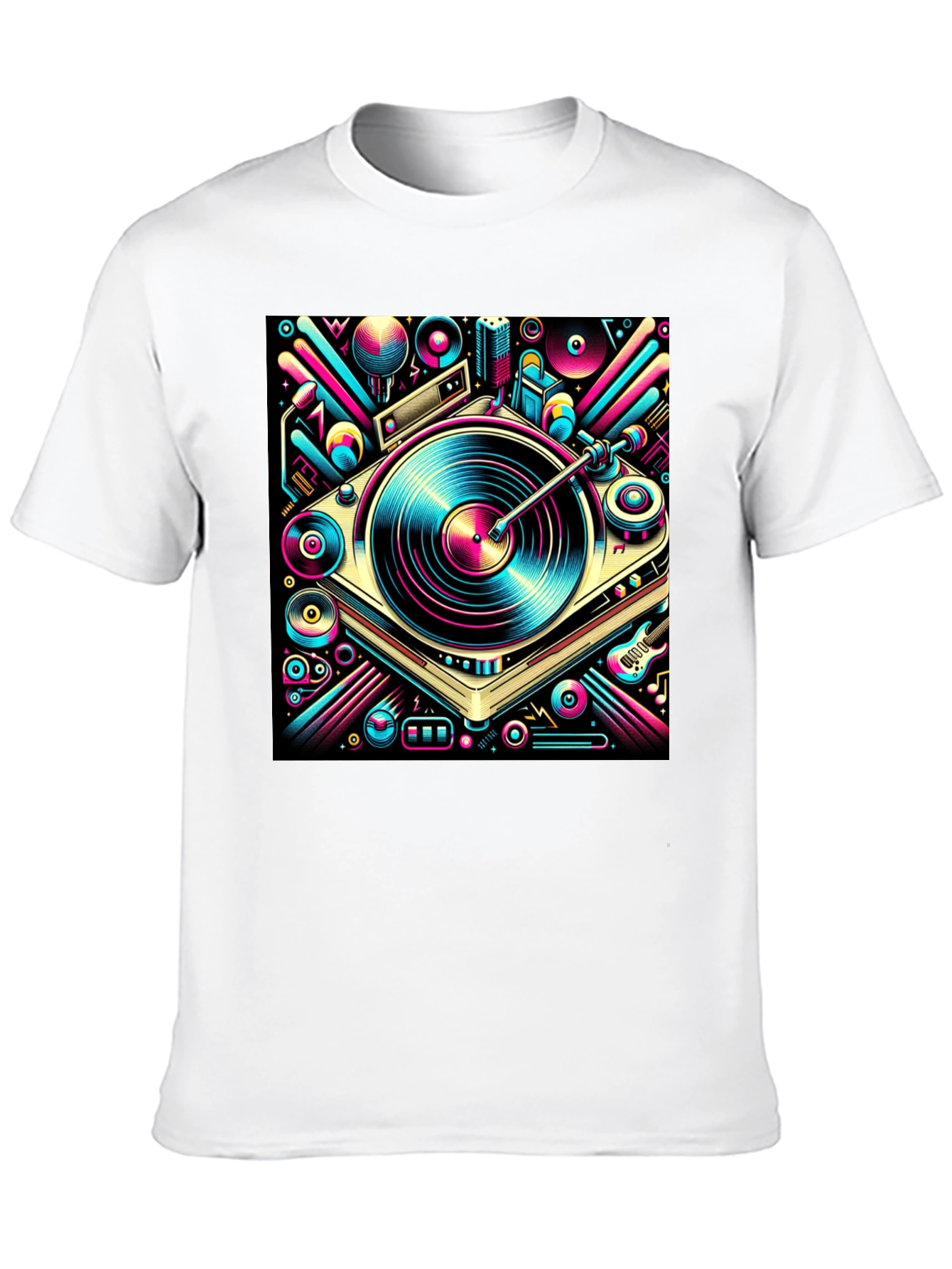 Black Retro Turntable Graphic Tee view 10