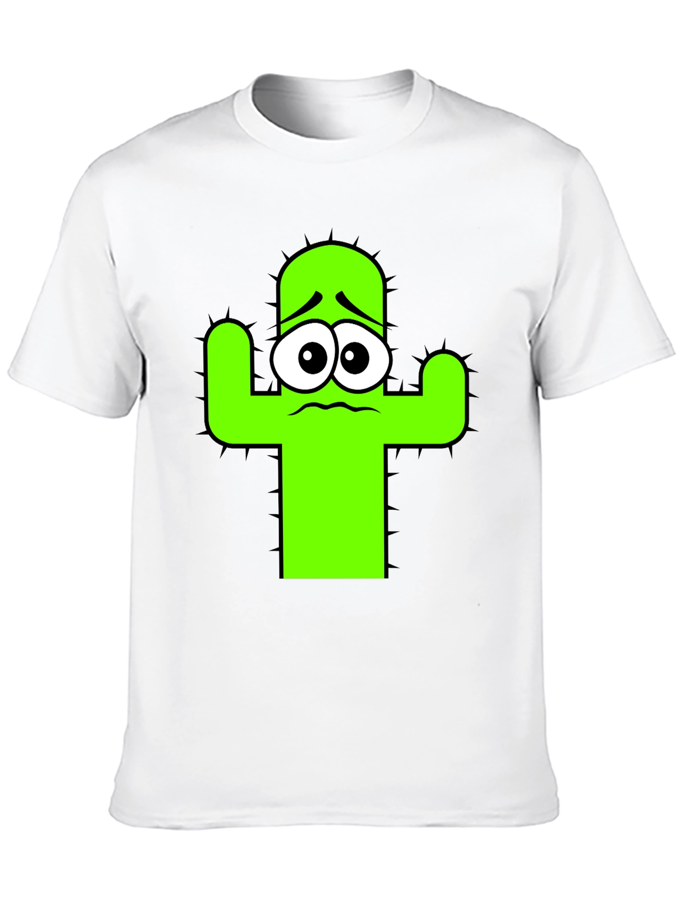 Sad Cactus Graphic Tee - Black Cotton T-Shirt - 10