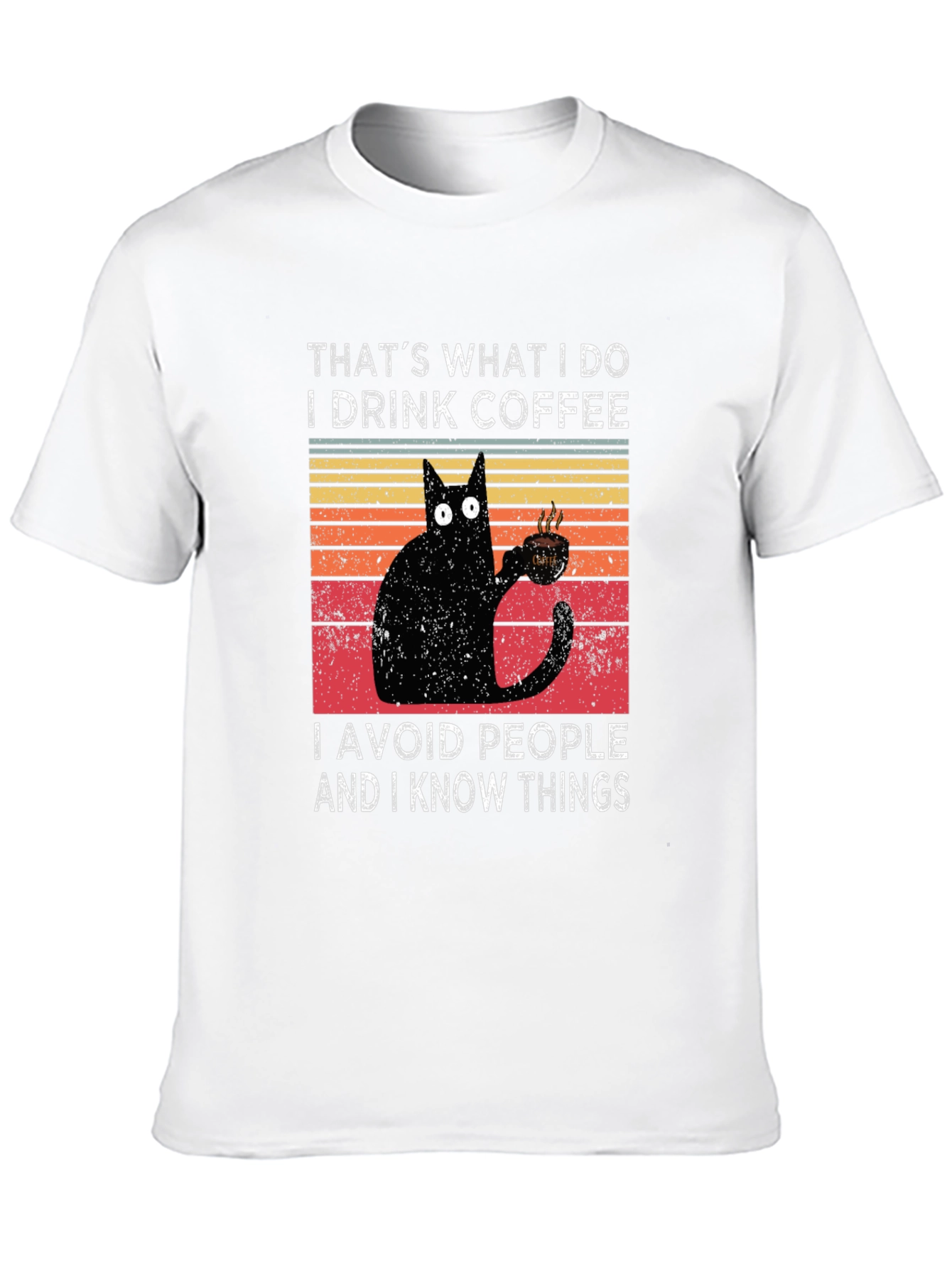 Black Coffee Cat T-Shirt - I Drink Coffee, Avoid People view 10