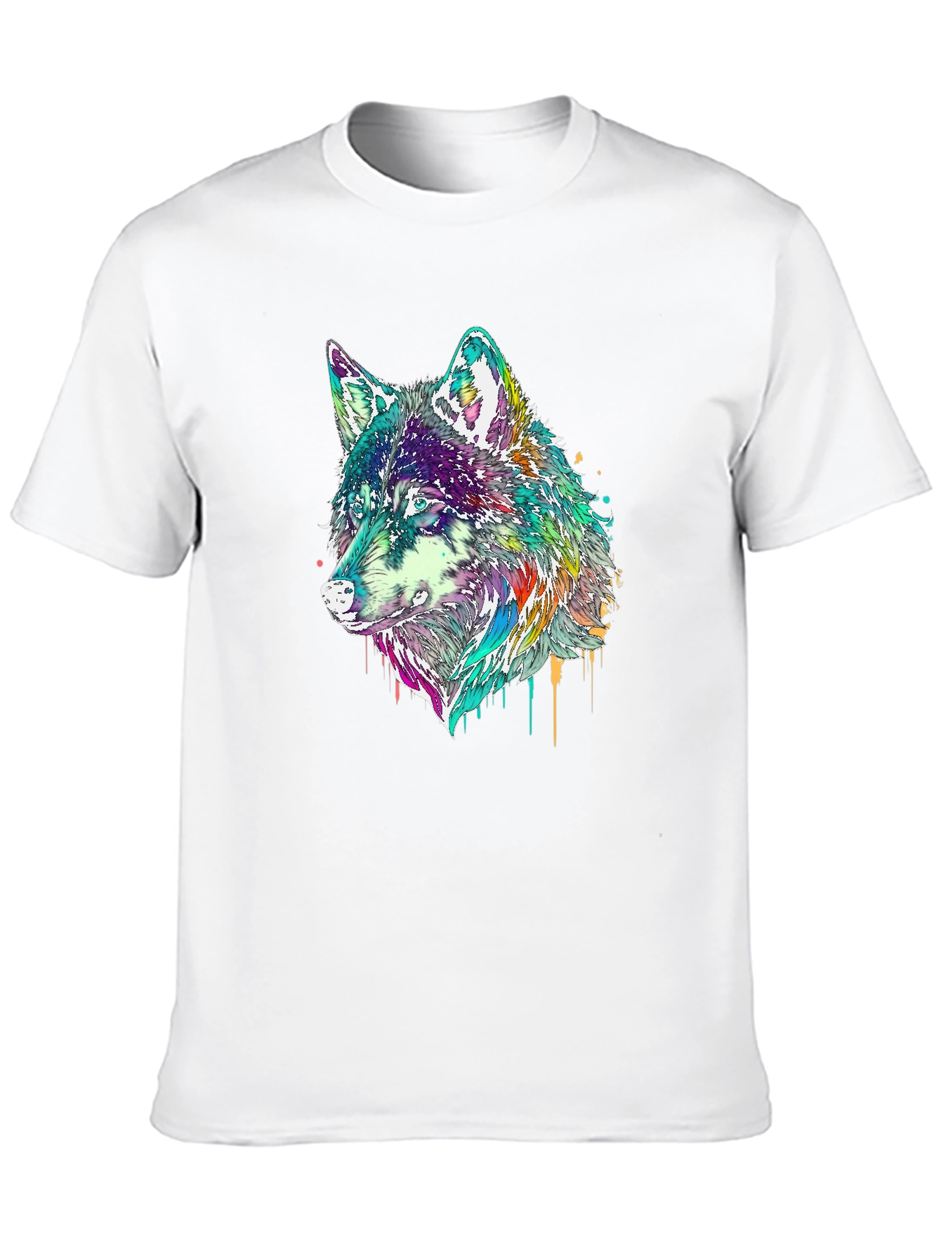 Black Wolf Graphic Tee - Colorful Animal Print view 10